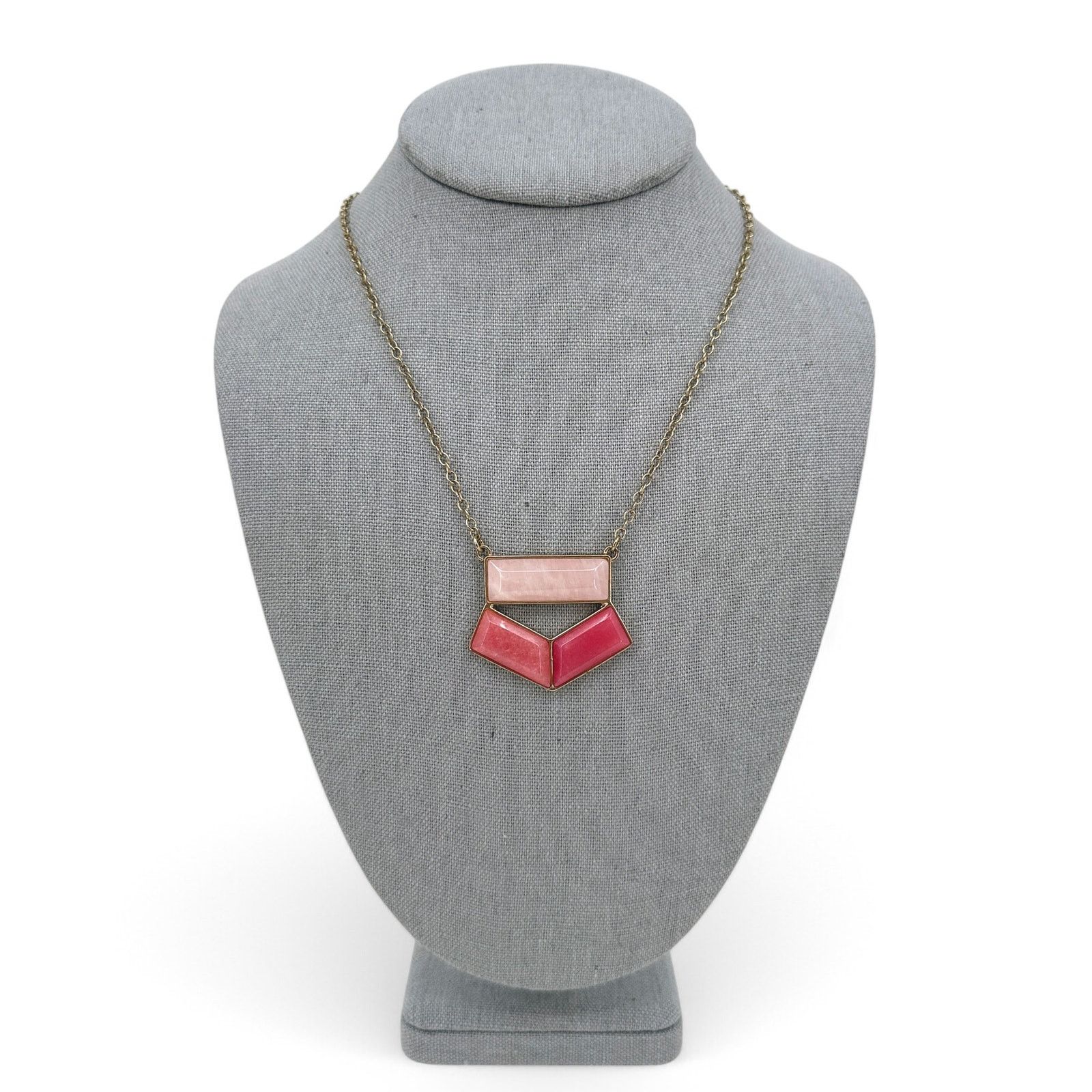 Loft LOFT Necklace Pink Geometric Pendant Color Block Ann Taylor Size ONE SIZE - 2 Thumbnail