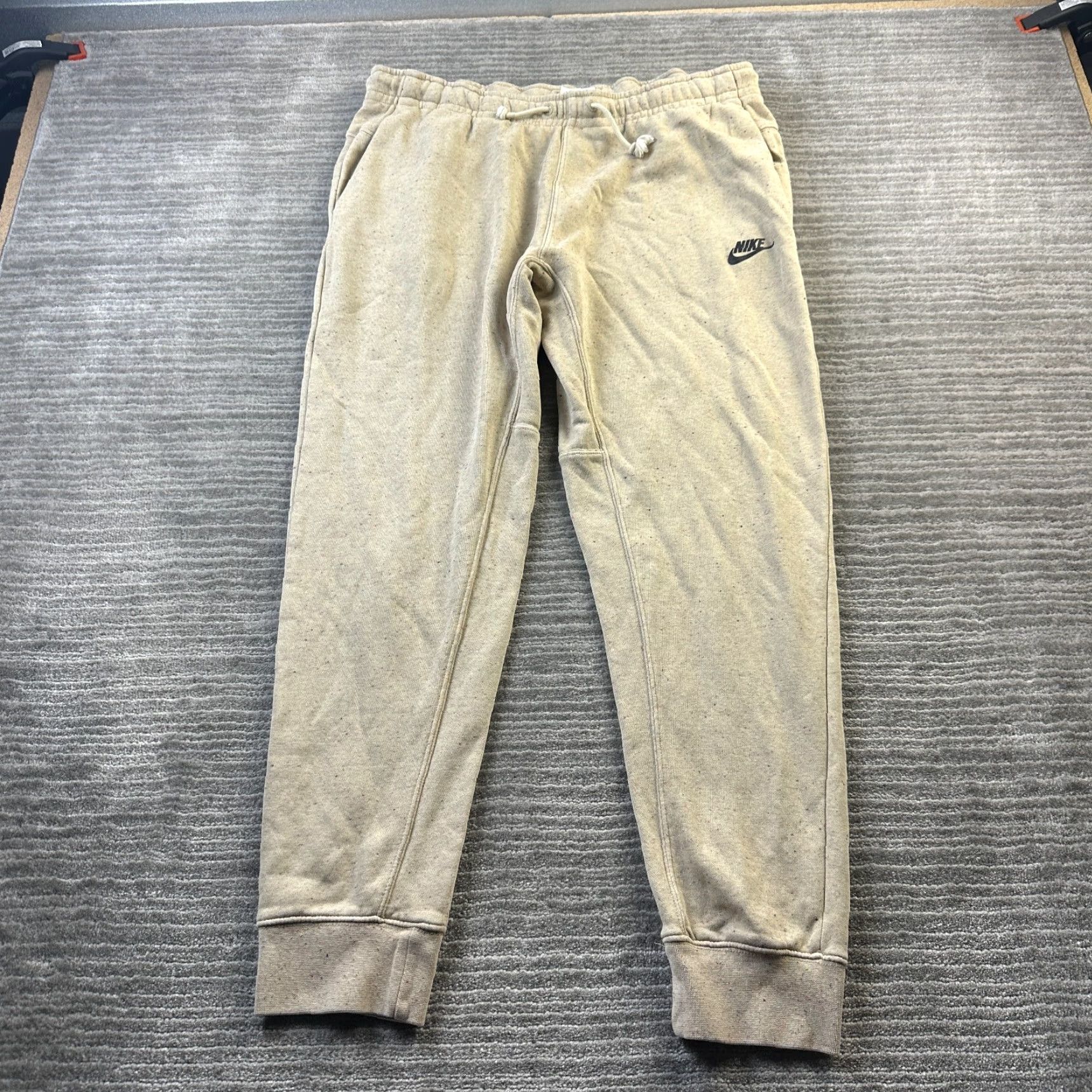 Nike Nike Pants Mens Large Beige Tan Club Fleece Joggers Sweatpants Pockets Logo Size US 33 - 2 Thumbnail