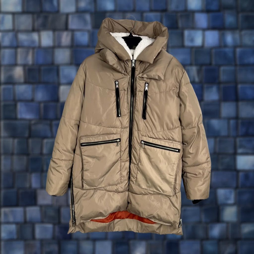 Steve Madden Steve Madden Coat Womens Medium Beige Puffer Hooded Sherpa Lined Zip Pockets Jacket Coat Size M / US 6-8 / IT 42-44 - 1 Thumbnail