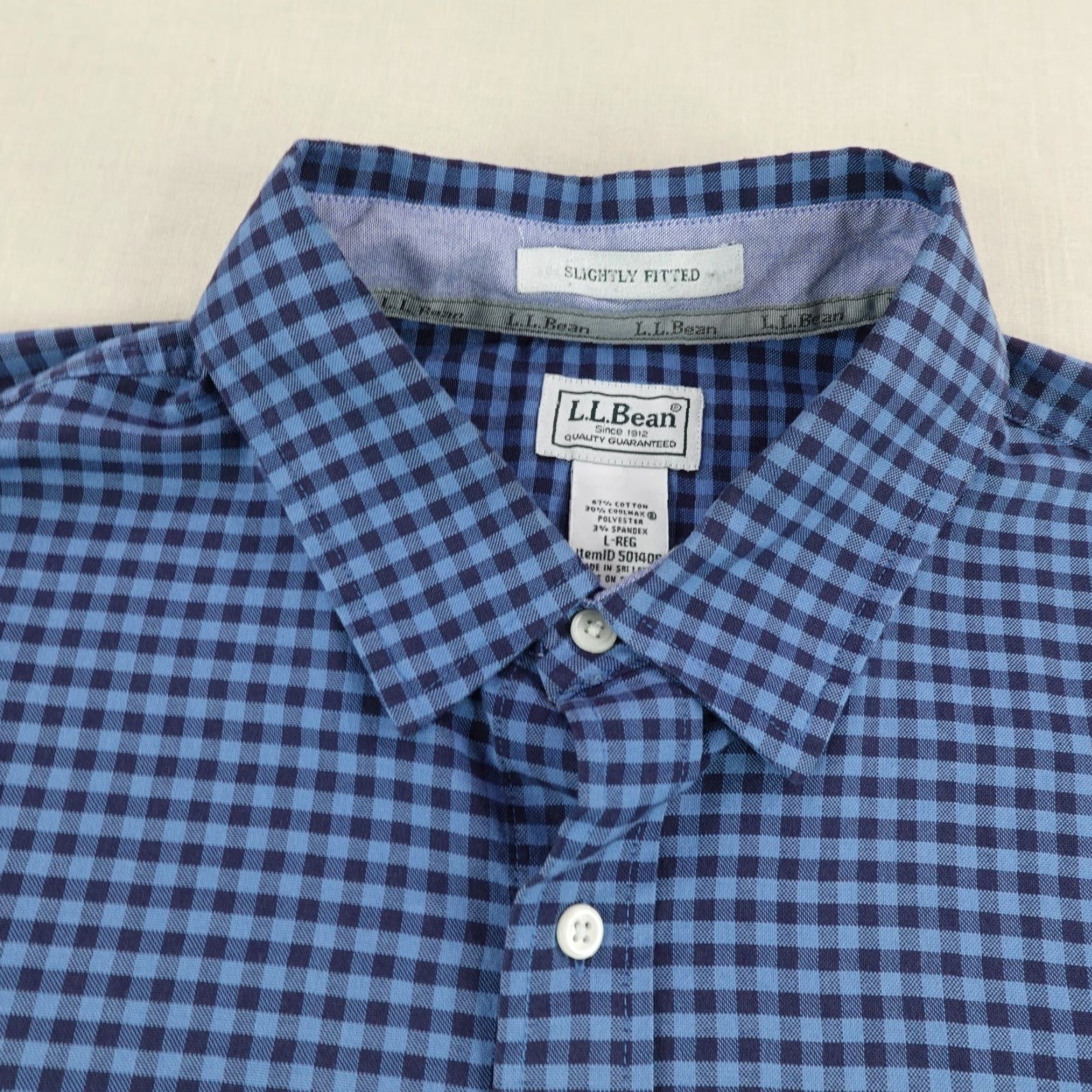 Vintage VINTAGE LL Bean Shirt Men Large Blue Gingham Plaid Slightly Fitted Performance Button Up Size US L / EU 52-54 / 3 - 2 Thumbnail
