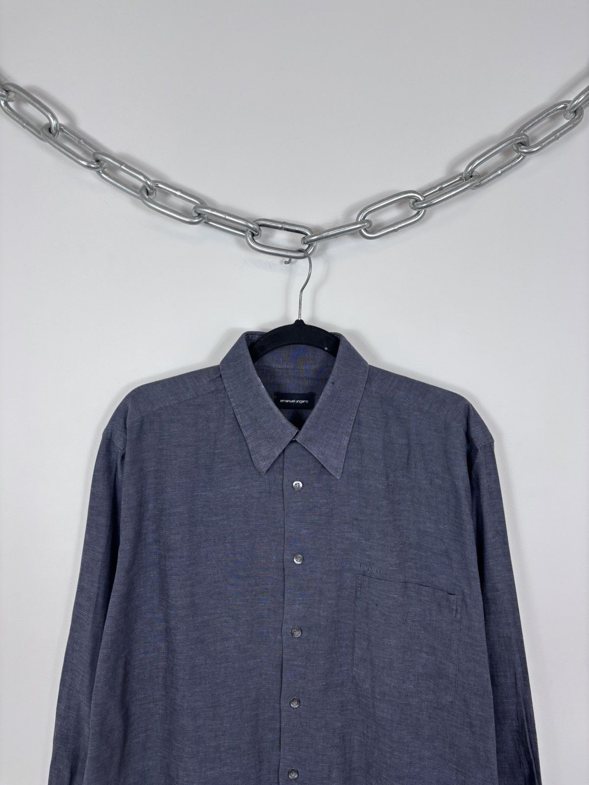 Emanuel Ungaro Emanuel Ungaro Men’s Cotton Linen Pocket Button Up Shirt Size US L / EU 52-54 / 3 - 2 Thumbnail
