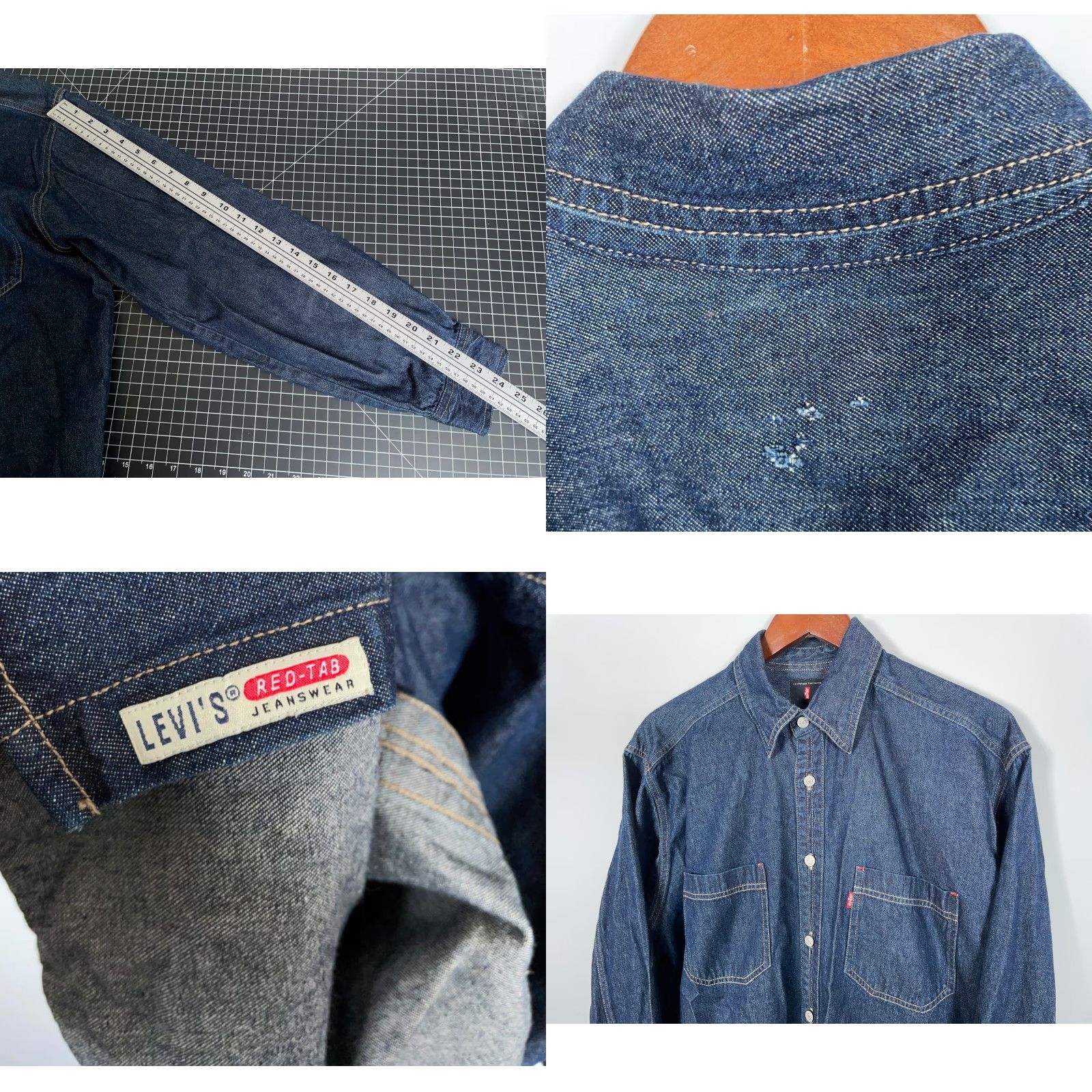 Levi's VINTAGE Levi's Denim Work Shirt Men Large Dark Blue Cotton Long Sleeve Y2K 90s Grunge Size US L / EU 52-54 / 3 - 8 Thumbnail