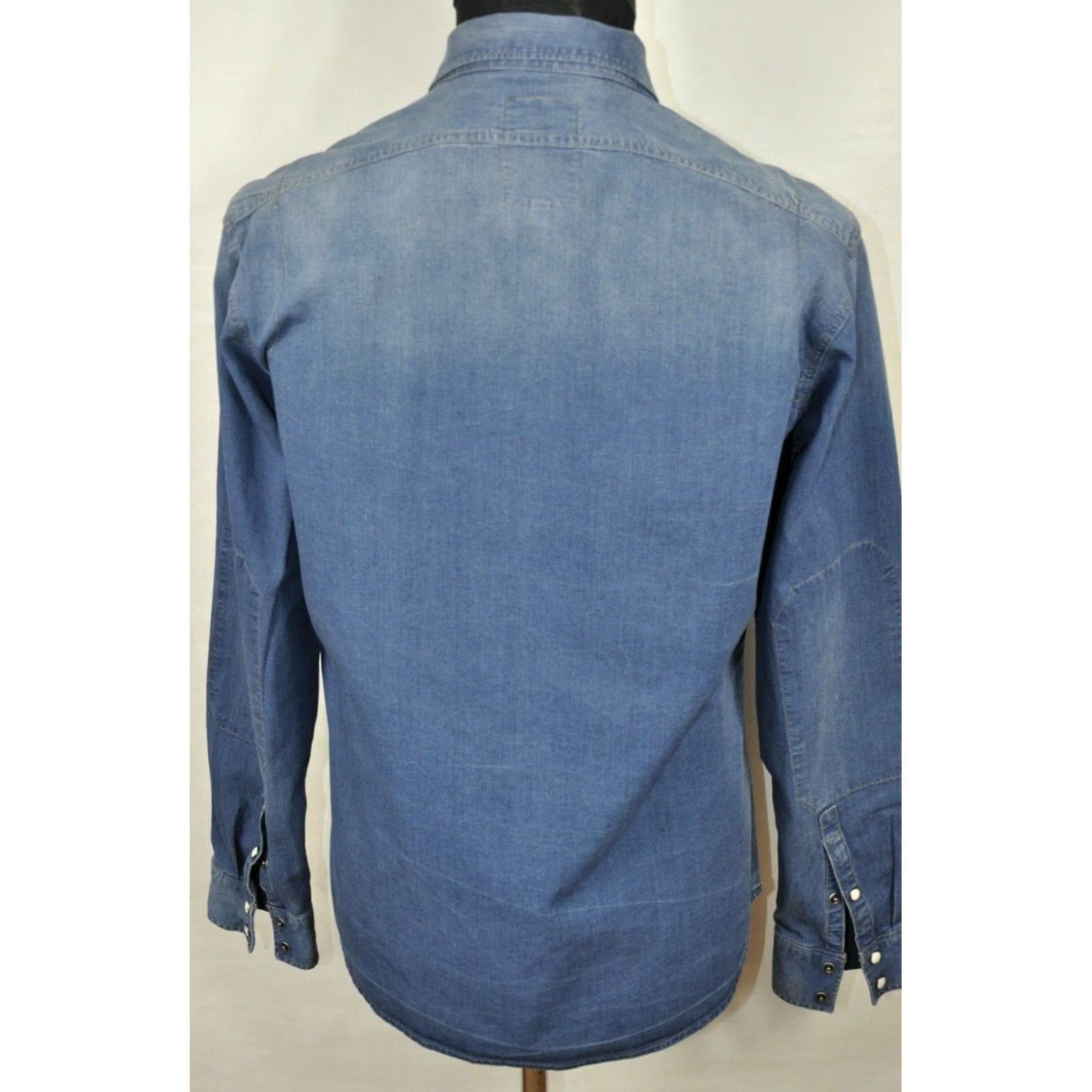 G-Star G-Star Raw A Crotch Shirt Denim Long Sleeve Button-Up L Blue 99% Cotton 1% Elastane Mens Regular Shirt Size US L / EU 52-54 / 3 - 3 Thumbnail