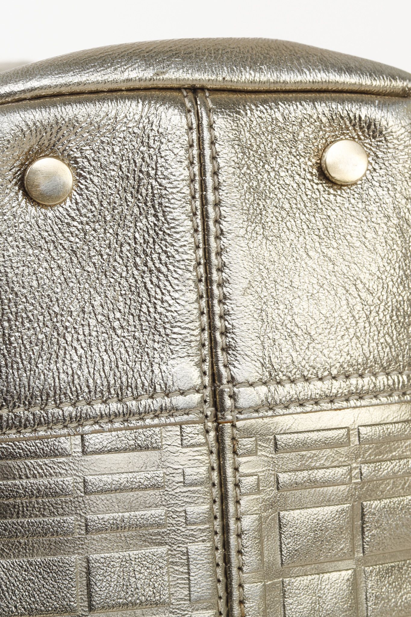 Burberry Burberry Metallic-Gold Plaid-Embossed Leather Tote Bag Size ONE SIZE - 6 Thumbnail