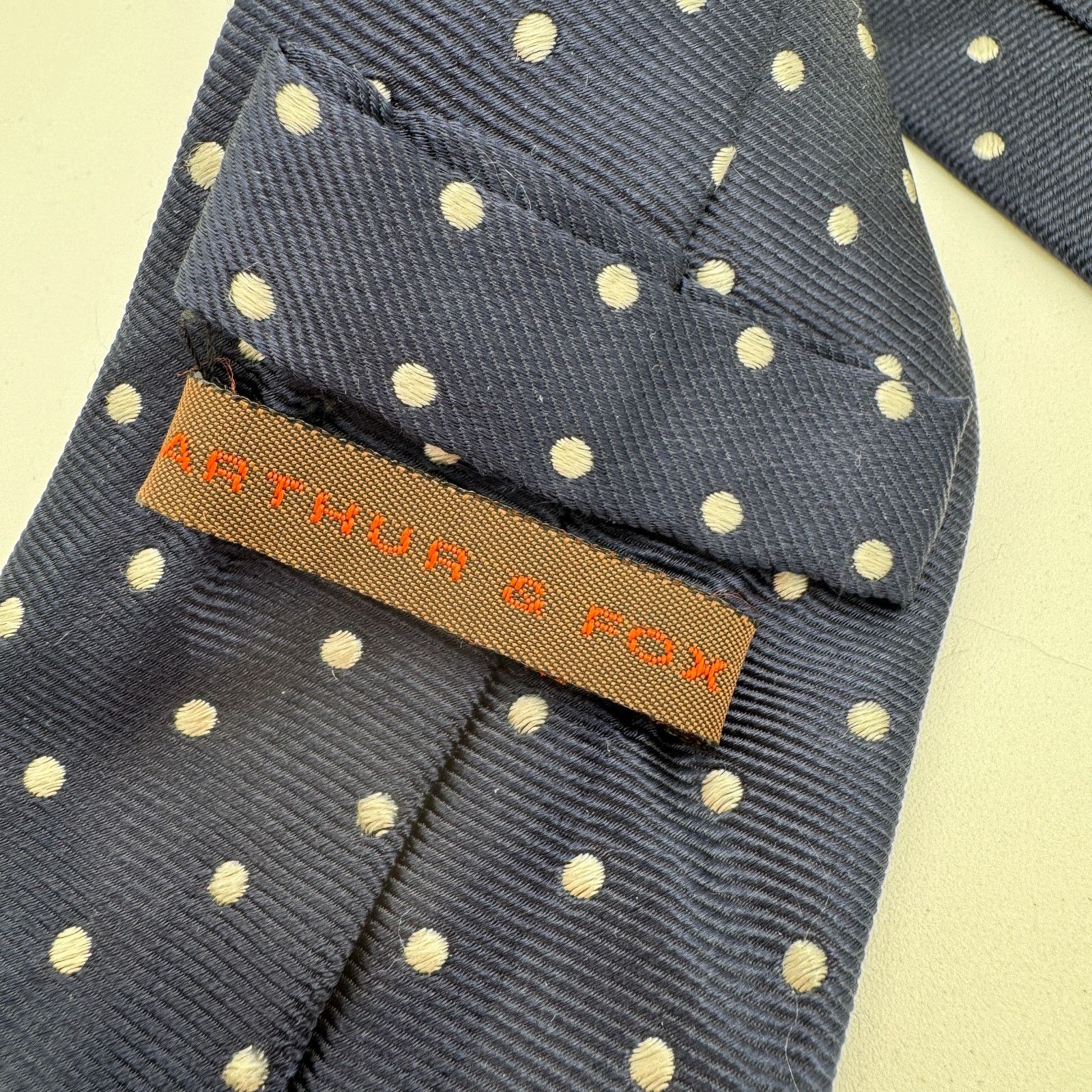 Other Arthur & Fox Navy & White Polka Dot Tie Silk Italy Size ONE SIZE - 3 Thumbnail