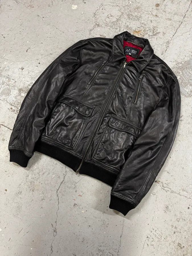 Armani 2000s Armani Black Leather Bomber Jacket Size US M / EU 48-50 / 2 - 3 Thumbnail