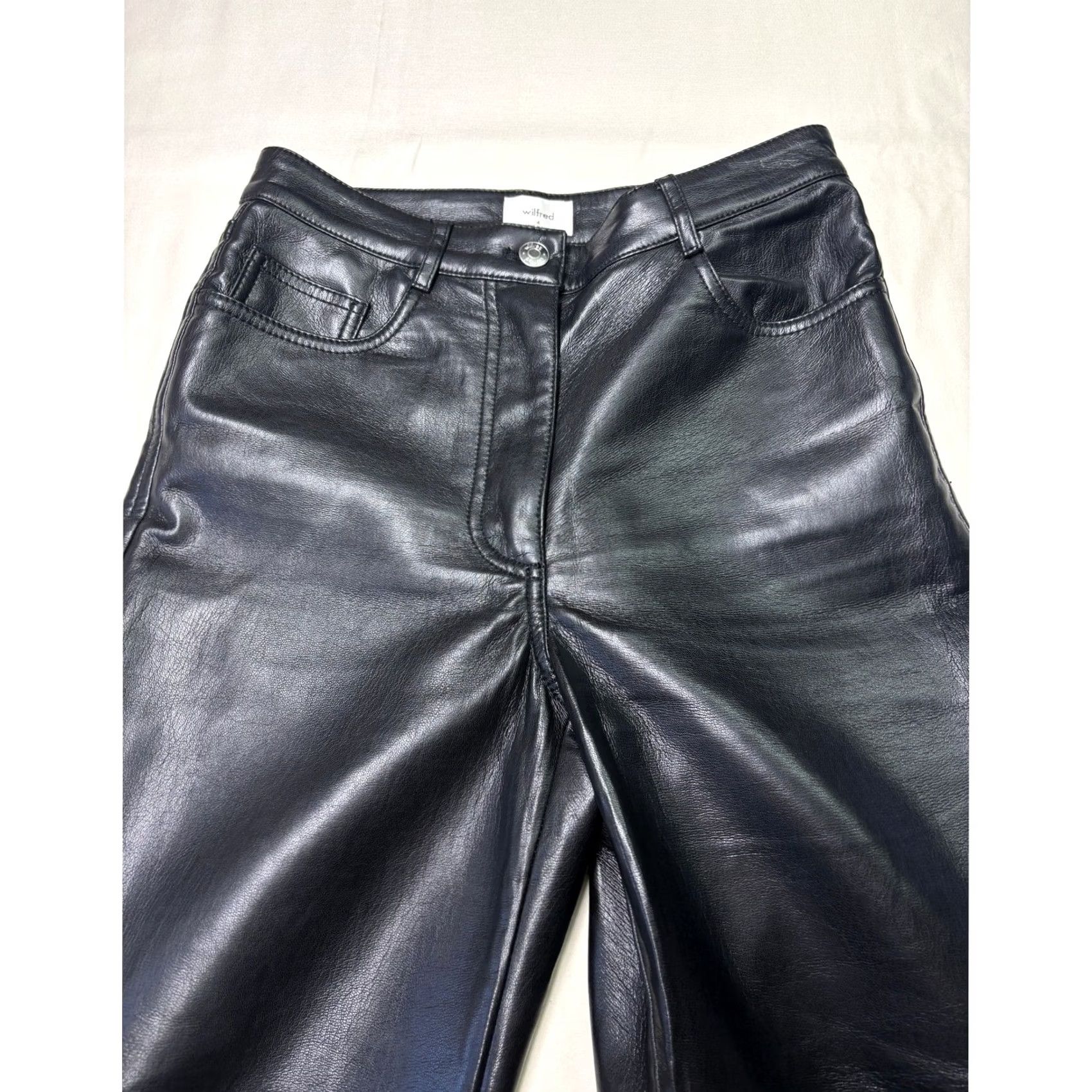 Vintage Wilfred Melina Vegan Leather High Waisted Straight Leg Pants 4 W27 L29 Black Women's Shoes? Size 27" / US 4 / IT 40 - 2 Thumbnail