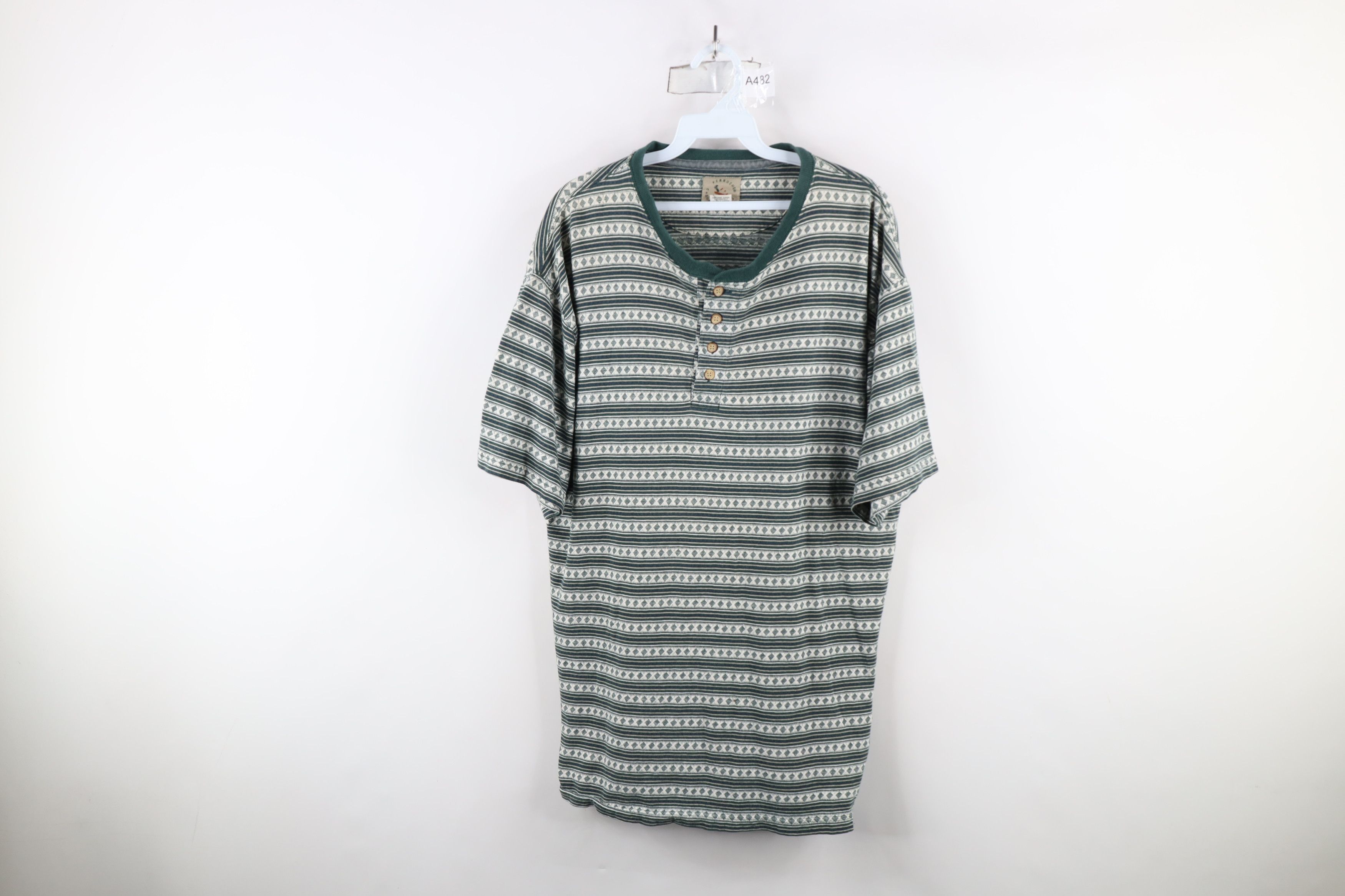 Vintage Vintage 90s Streetwear Knit Short Sleeve Henley T-Shirt Size US L / EU 52-54 / 3 - 1 Thumbnail