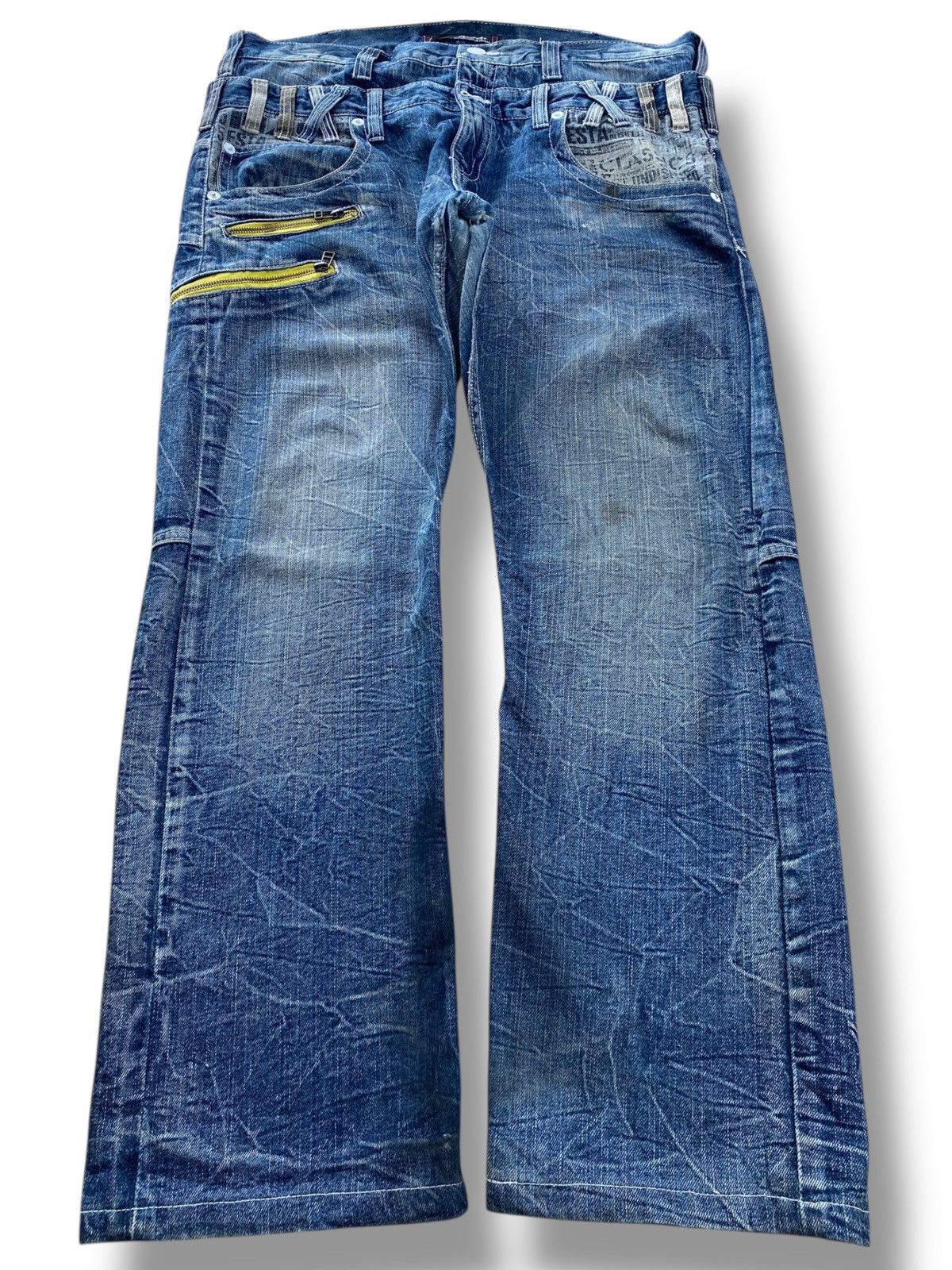 Japanese Brand Distressed wide leg denim unique paint splatter details Size US 36 / EU 52 - 1 Thumbnail