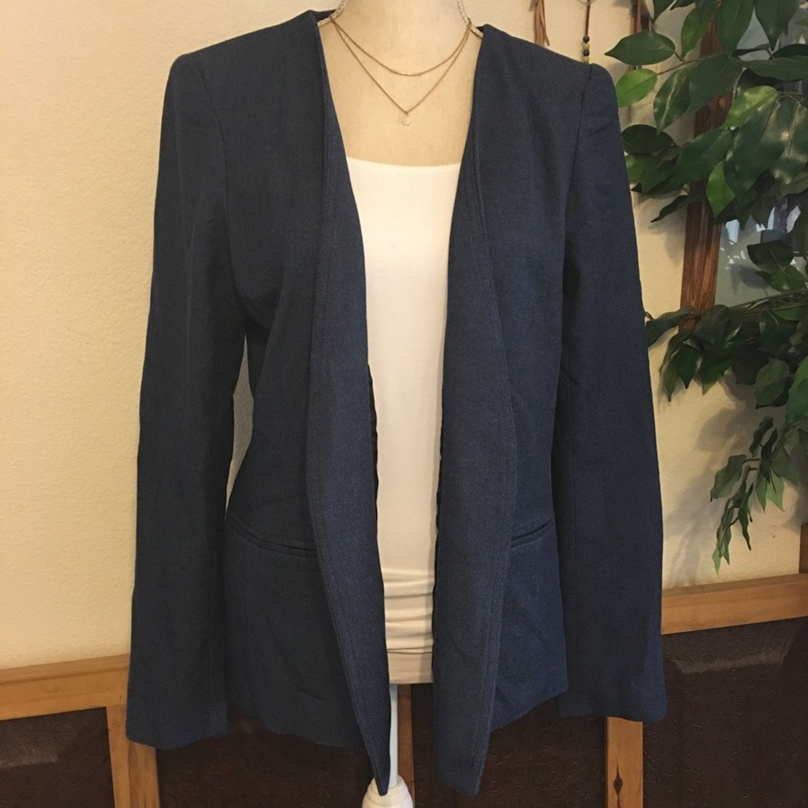 Other Adrienne Vittadini denim look open front blazer Size M / US 6-8 / IT 42-44 - 1 Thumbnail