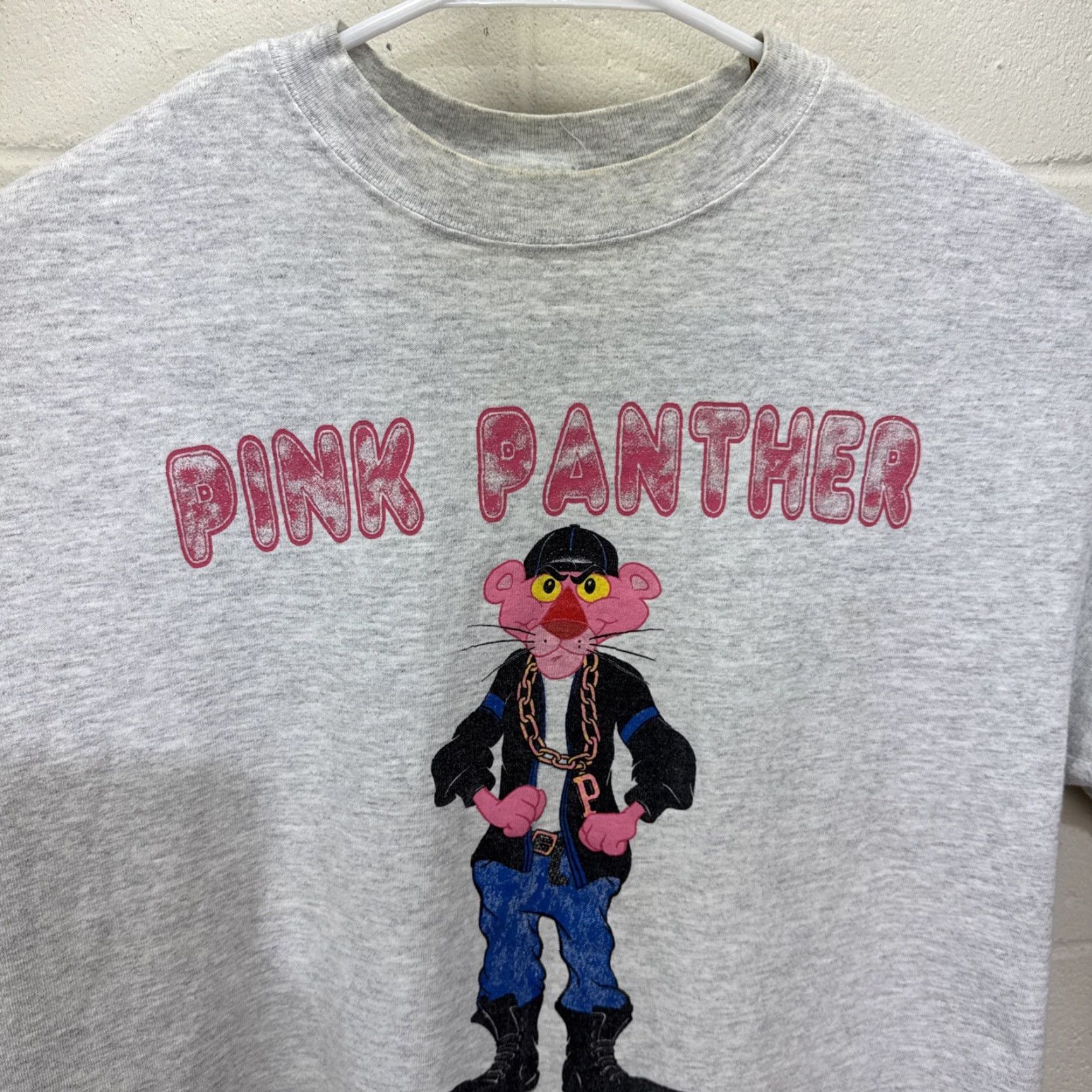 Pinko Vintage Pink Panther T-Shirt Men Large Gray 90s Cartoon Graphic Print Punk Style Size US L / EU 52-54 / 3 - 7 Thumbnail