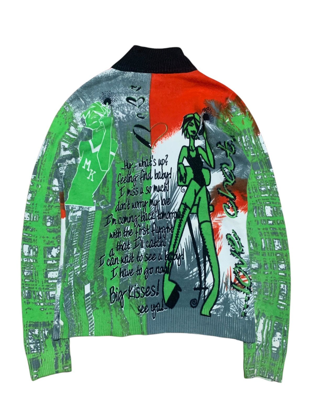 Custo Barcelona 2000s Custo Barcelona full print knit zip sweater LOVE CHAT Size US S / EU 44-46 / 1 - 8 Thumbnail