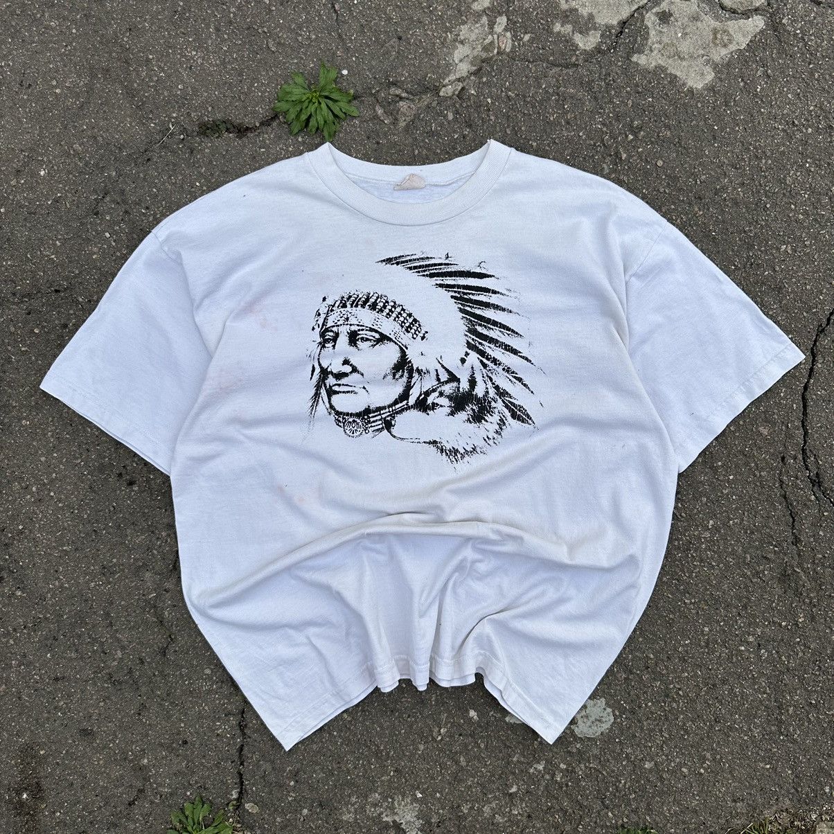 Designer × Vintage Vintage T-shirts Indian Big Logo Style USA Y2K 00s Size US XL / EU 56 / 4 - 1 Thumbnail