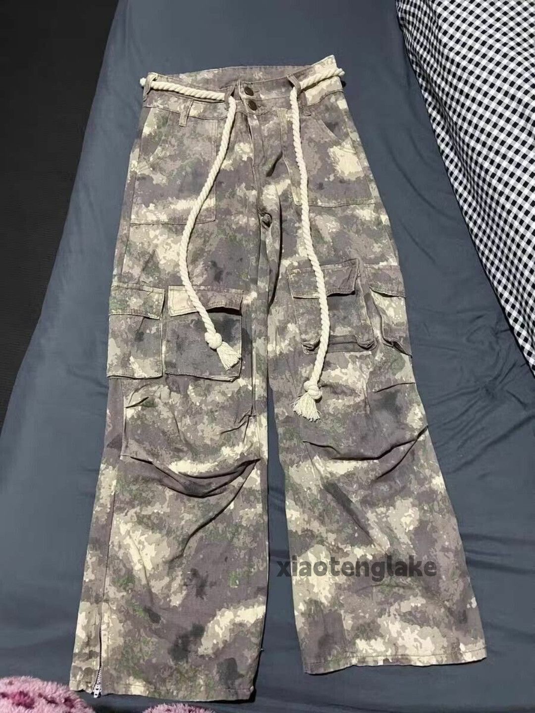 Designer × Japanese Brand × Vintage washed faded utility camo baggy flared cargo pants Size US 30 / EU 46 - 5 Thumbnail