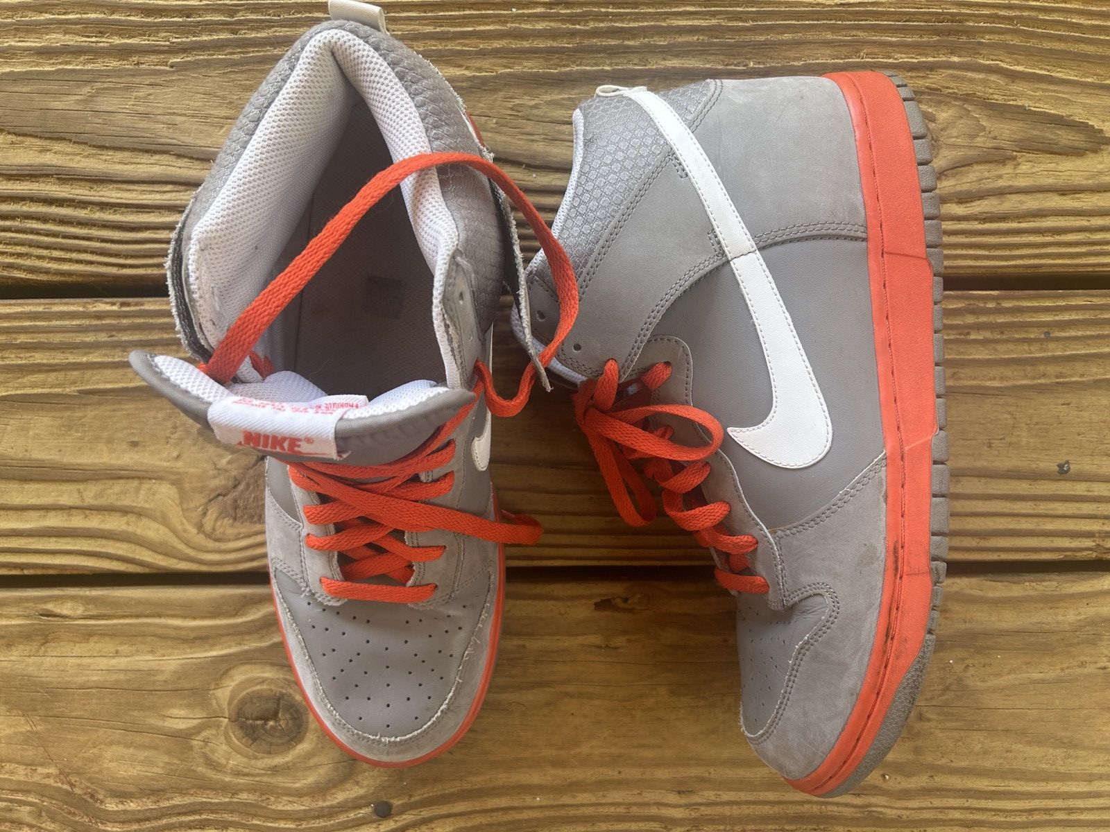 Nike Nike Dunk High Premium grey orange 2010 PRM Size US 12 / EU 45 - 3 Thumbnail