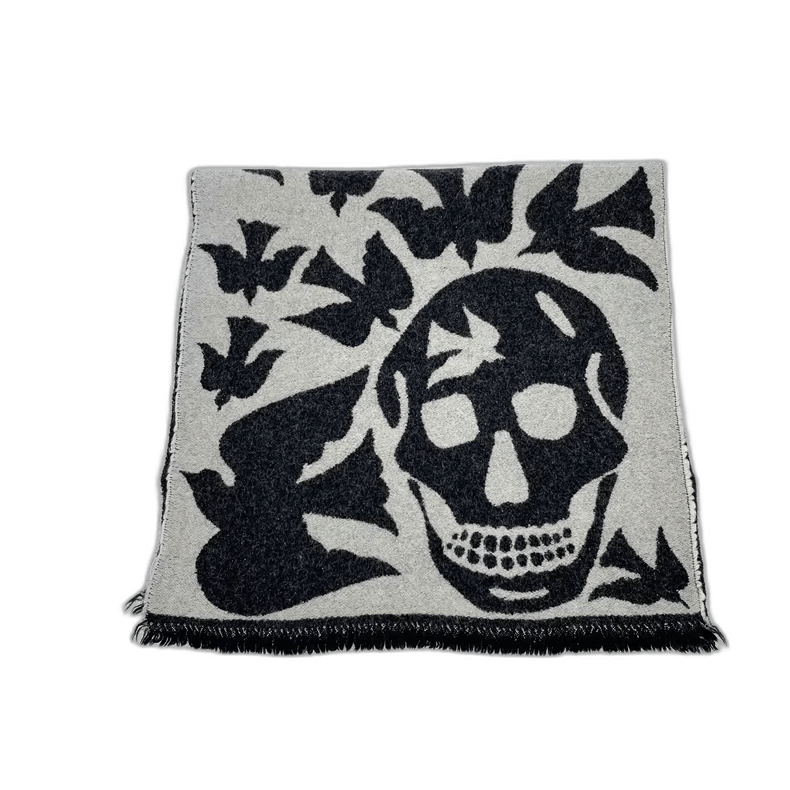 Alexander McQueen Gray Skull Scarf