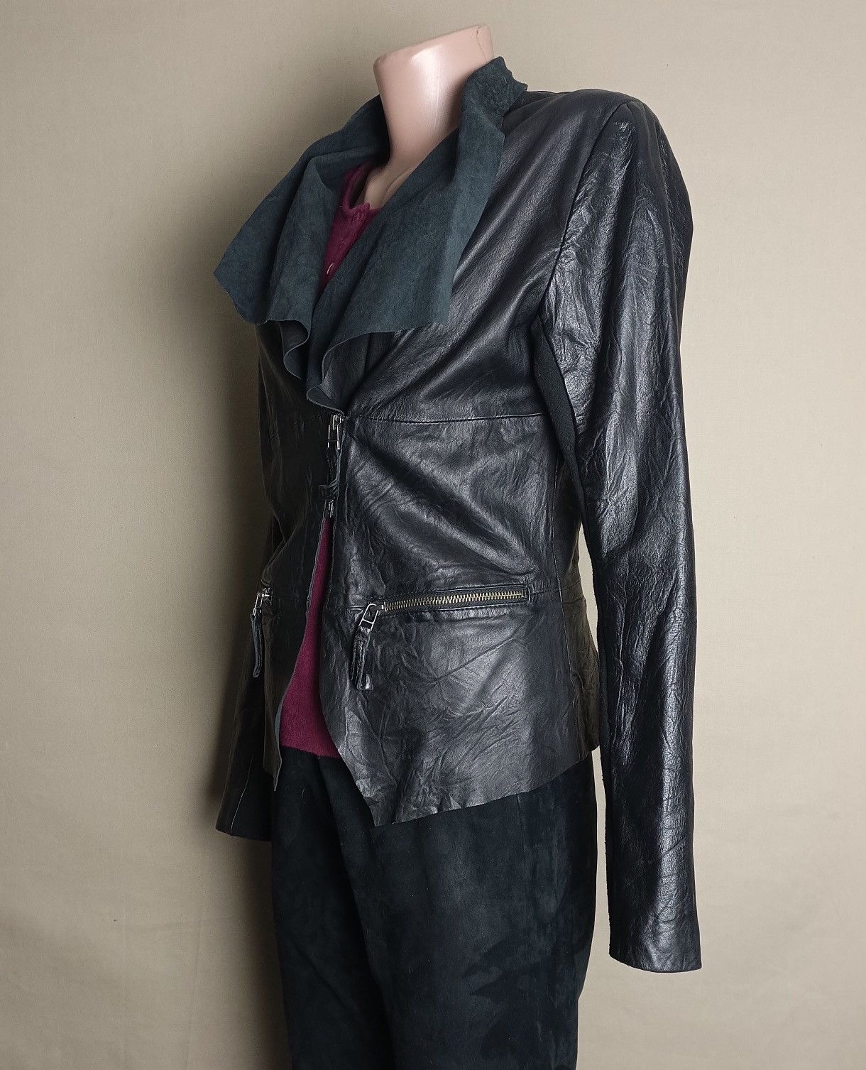 Designer CIGNO NERO Genuine Leather Jacket Black EU 36 Size XS / US 0-2 / IT 36-38 - 3 Thumbnail