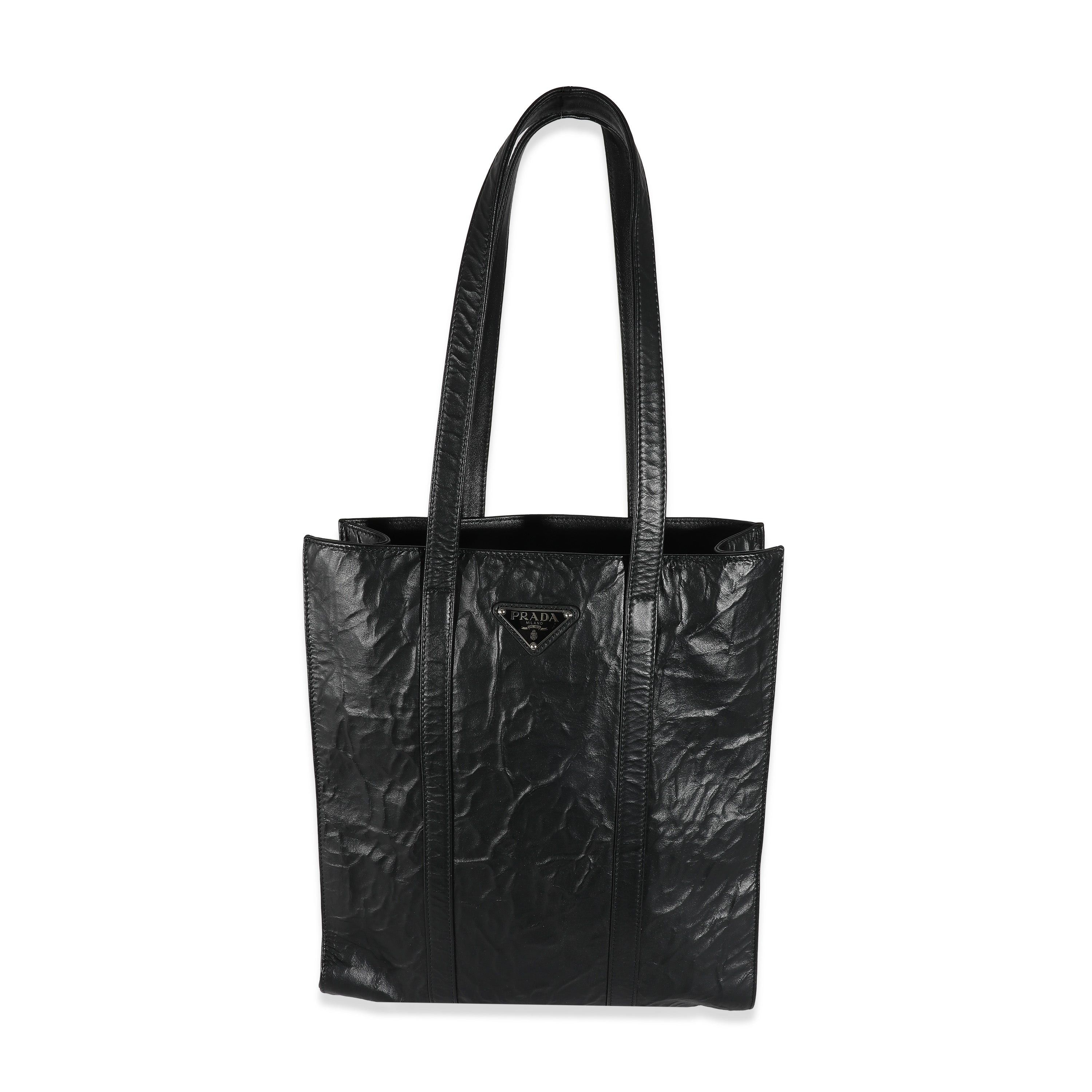 image of Prada Black Antique Nappa Small Tote, Women's