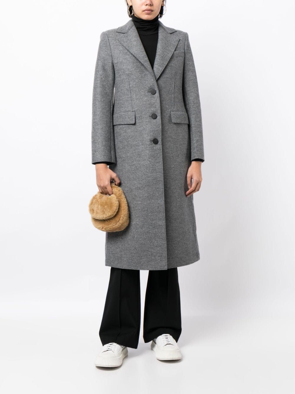 Harris Wharf London o1s22i1n1024 Single-Breasted Pressed Wool Coat in Grey Size M / US 6-8 / IT 42-44 - 2 Thumbnail
