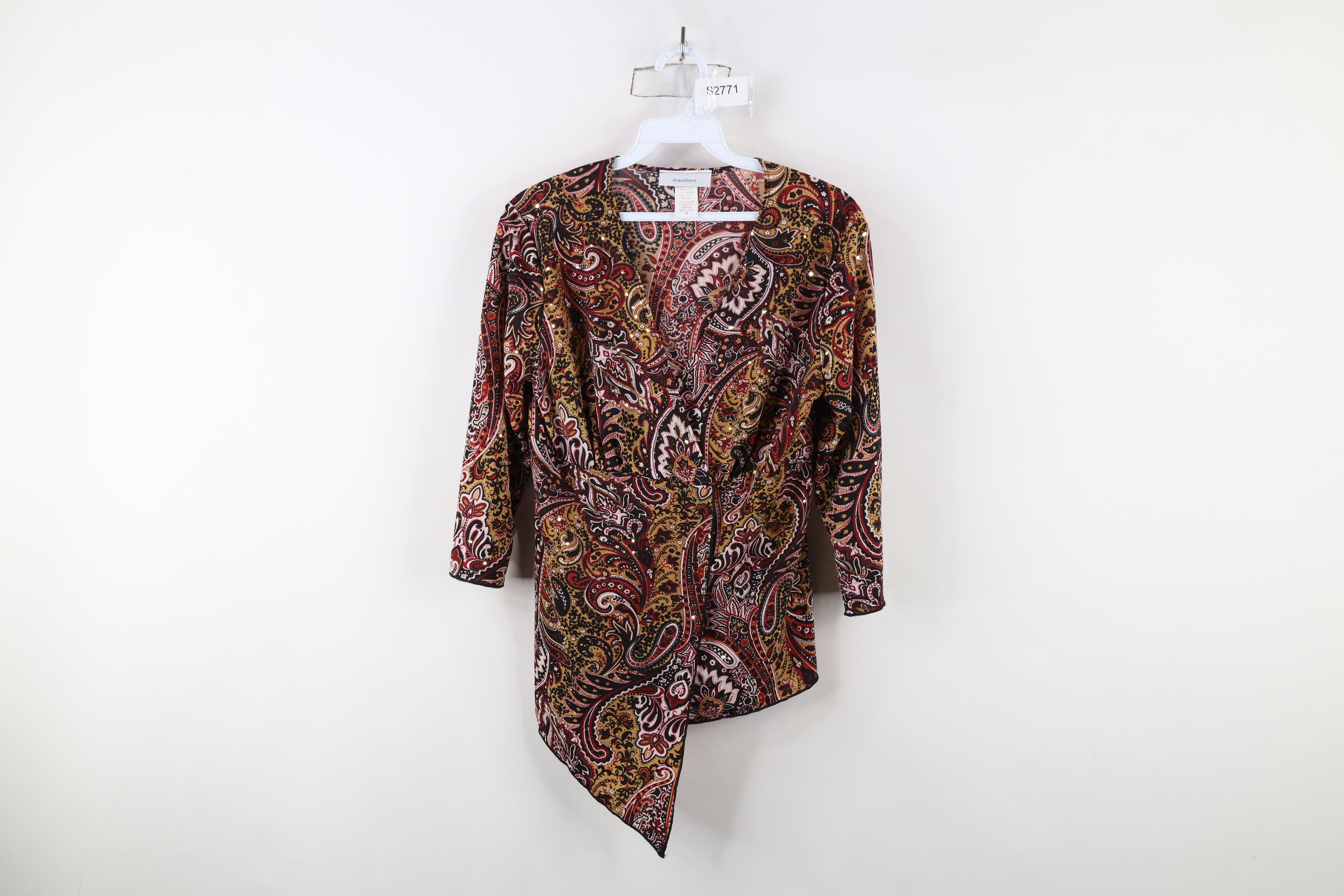 Vintage Vintage 90s Y2K Babydoll Paisley Sequin Blouse Top Shirt USA Size M / US 6-8 / IT 42-44 - 1 Thumbnail