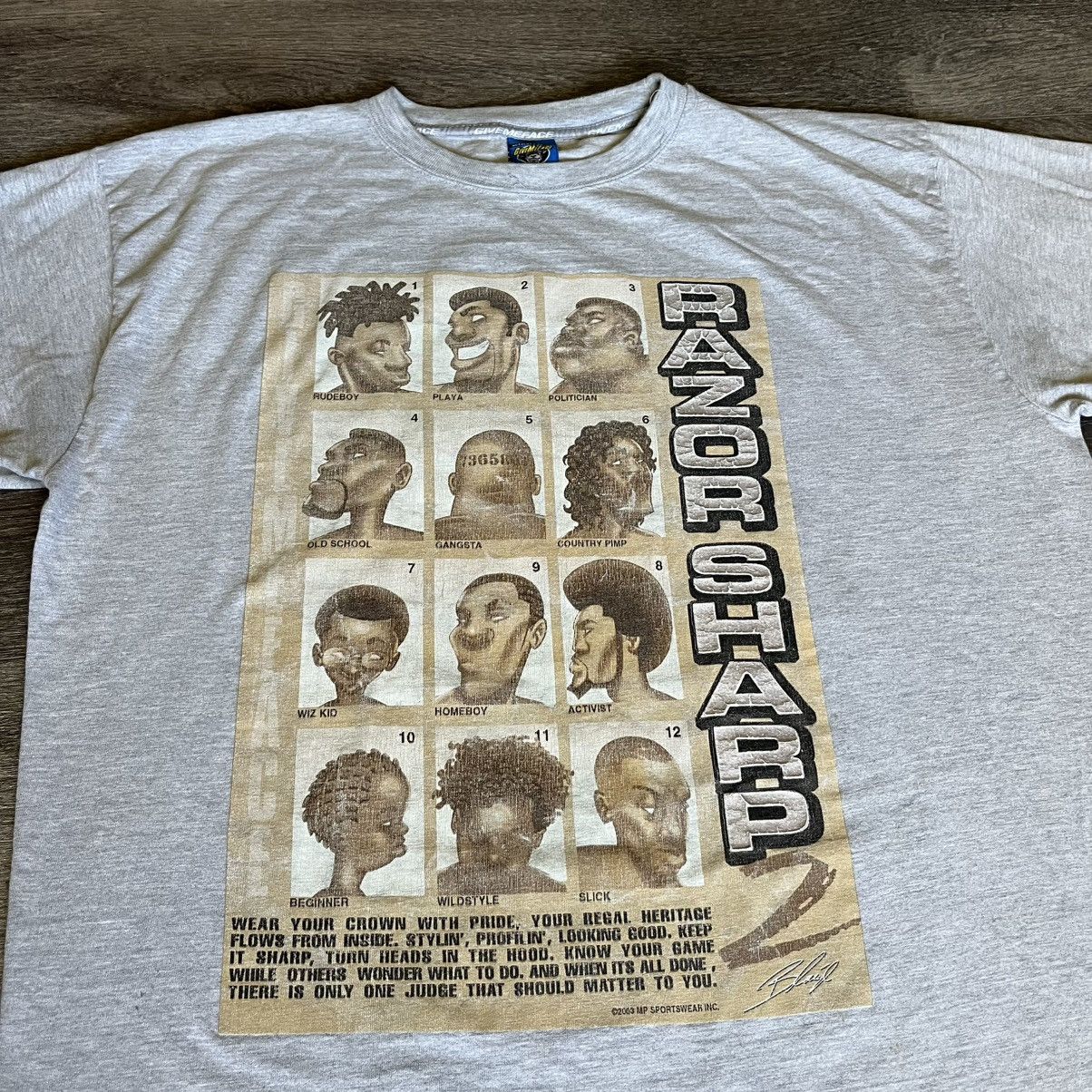 Rap Tees Vintage 2000s Give Me Face Razor Sharp 2 Haircut Rap T Shirt Size US XL / EU 56 / 4 - 1 Thumbnail