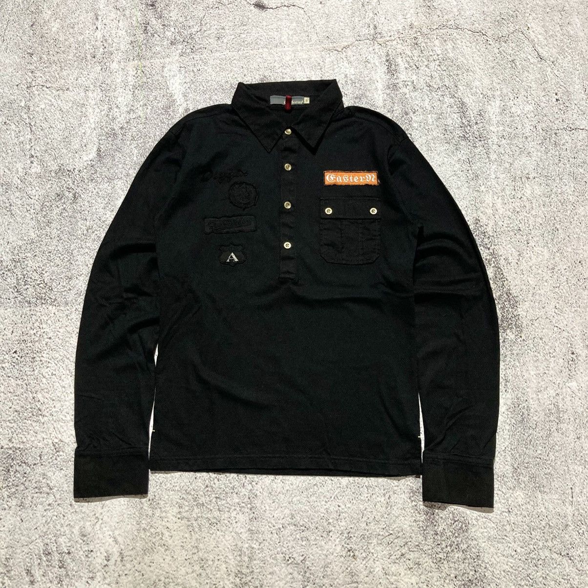 Japanese Brand 2000s On Board Patch Logo Halfbutton Shirt Gothic Punk Style Size US S / EU 44-46 / 1 - 1 Thumbnail
