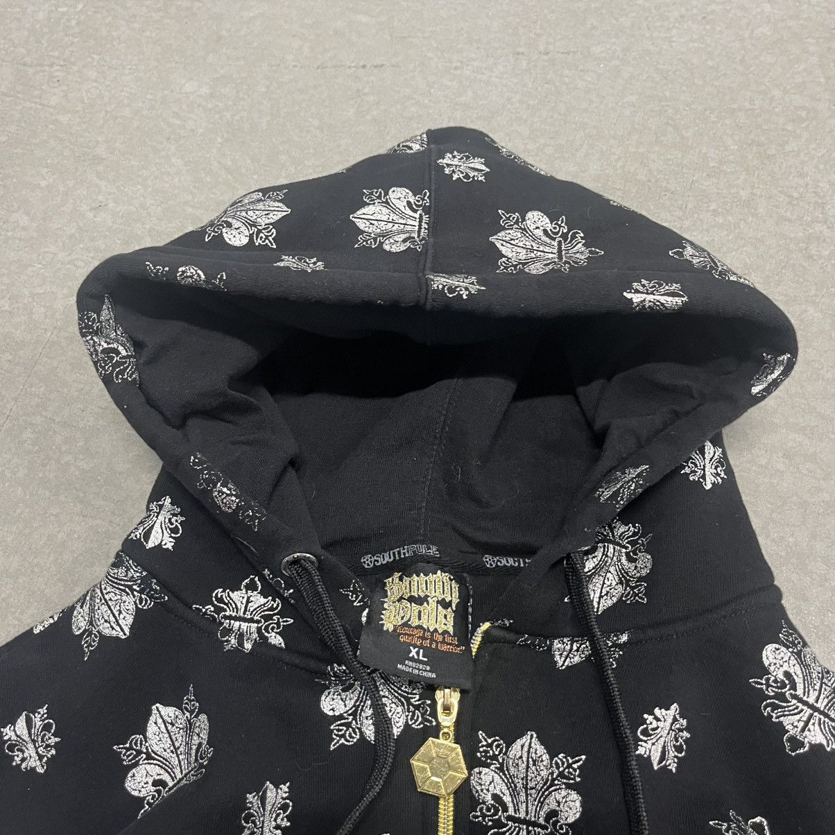 Southpole Vintage Y2K Southpole Fleur De Lis Black Zip Up Hoodie XL Size US XL / EU 56 / 4 - 2 Thumbnail