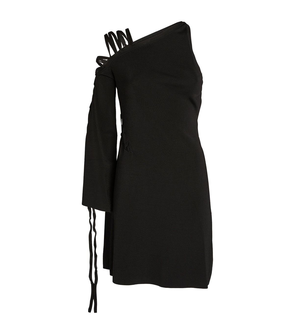 Cult Gaia Black Asymmetric Nuru Mini Dress Size Small
