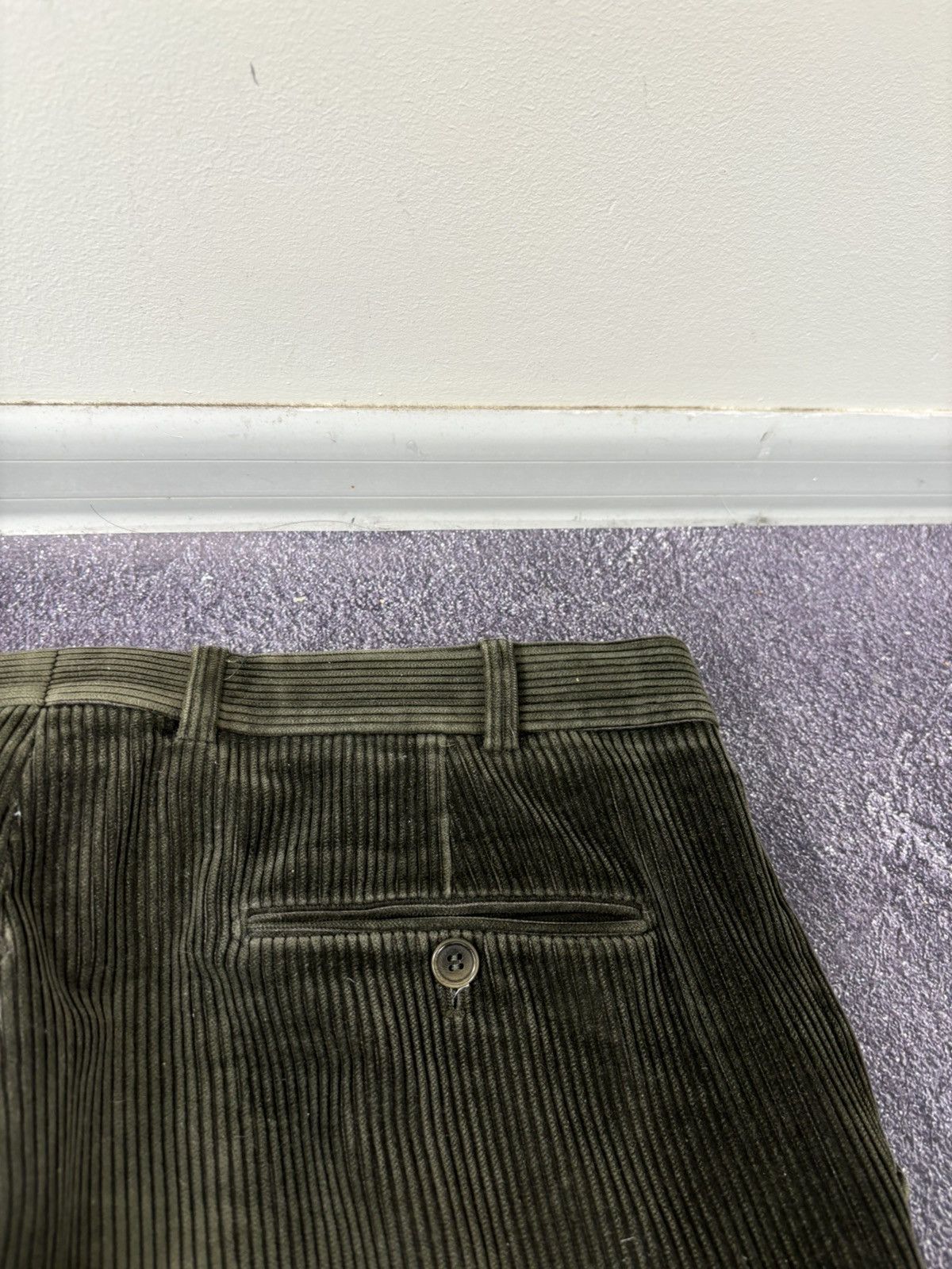 Balmain Vintage Balmain Velvet Corduroy Khaki Green Rare Baggy Pants Size US 38 / EU 54 - 21 Thumbnail