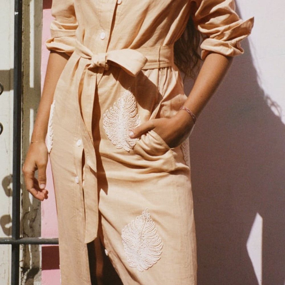 Zara Zara Limited Edition Linen Dress With Beading REF. 2731/077 Size L / US 10 / IT 46 - 8 Thumbnail