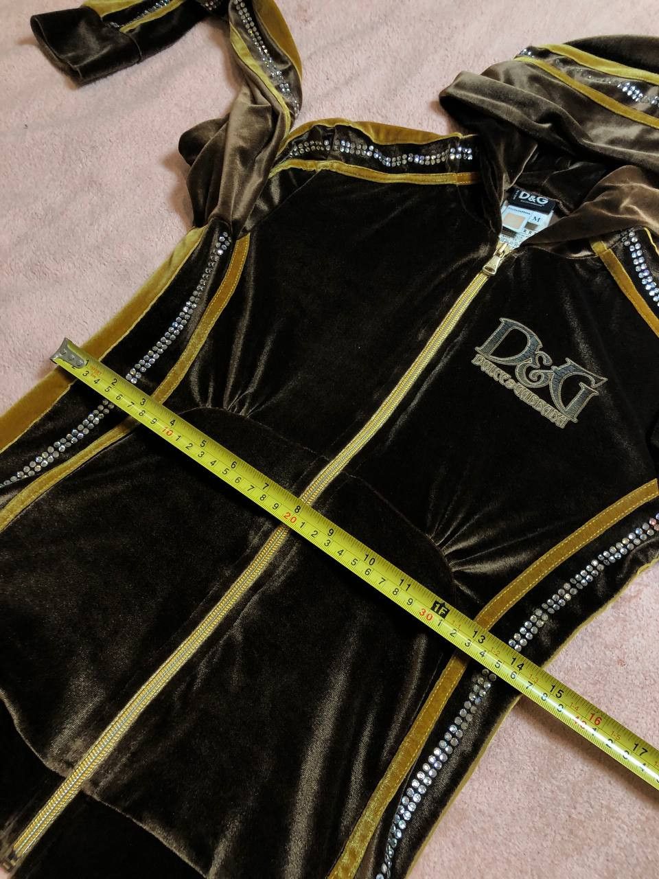 Dolce & Gabbana Dolce & Gabbana Brown Velour Rhinestone Logo Hoodie Size M / US 6-8 / IT 42-44 - 12 Thumbnail