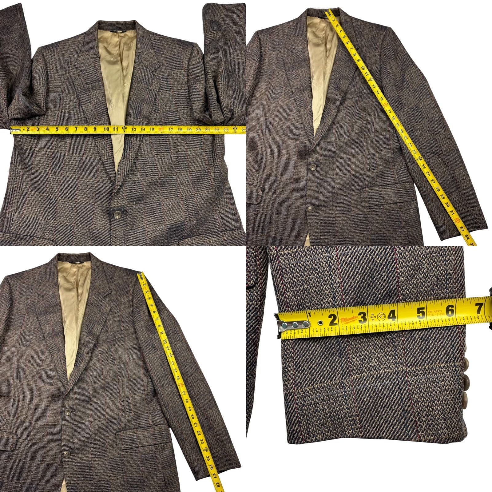 Lanvin VINTAGE Lanvin Blazer Jacket Wool Tweed Brown 46L Men's Wool Blazer - Lanvin Two Button Single-Breasted Notch Lapel, Regular, Long Fit Mens Size 46R - 8 Thumbnail