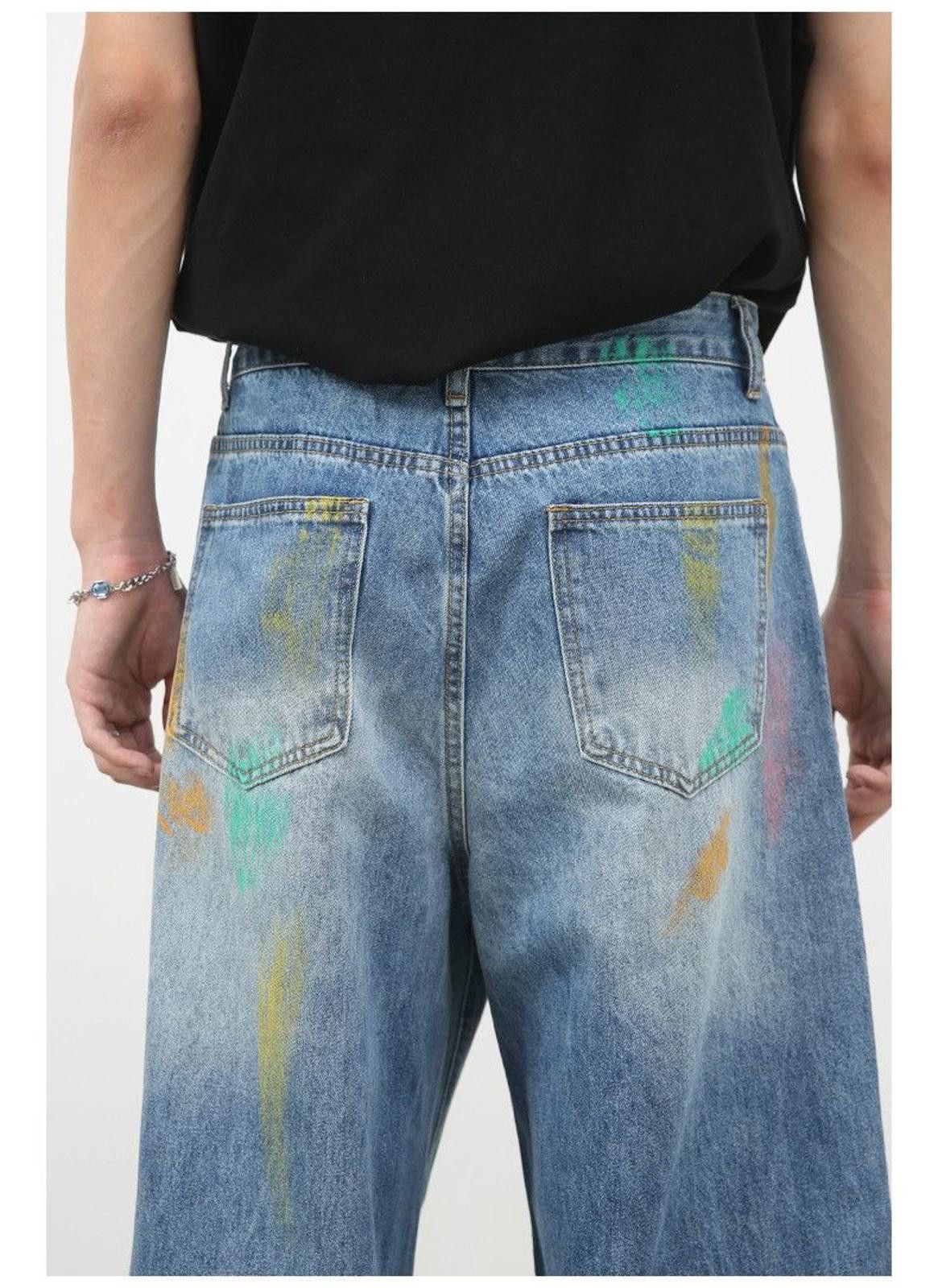 Japanese Brand Baggy Paint Splatter Denim Jeans Size US 30 / EU 46 - 4 Thumbnail
