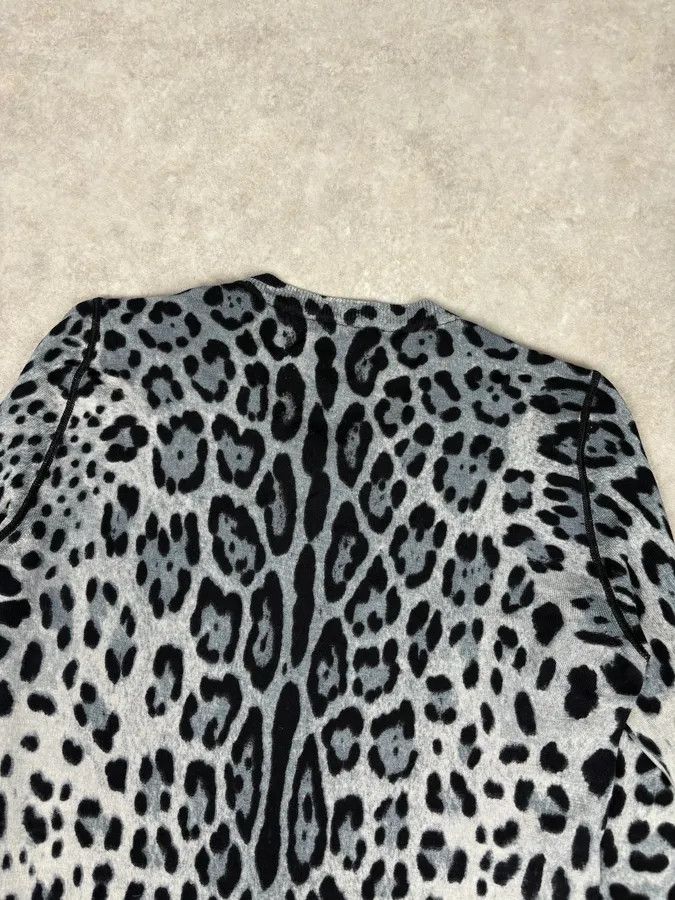 Dolce & Gabbana 2010s Dolce & Gabbana Blue Wool Leopard Print Cardigan Sweater Size S / US 4 / IT 40 - 6 Thumbnail