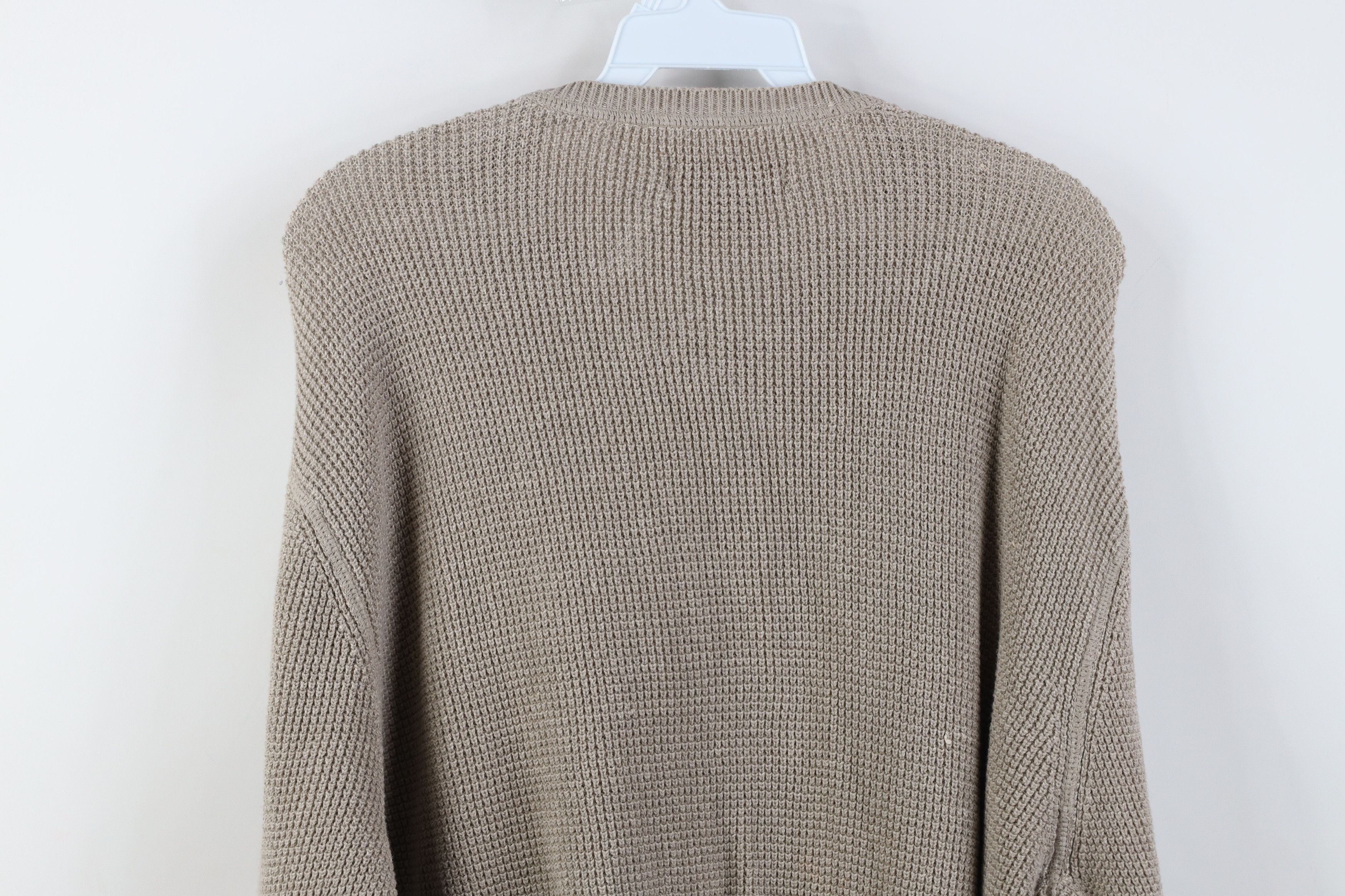 Vintage Vintage 90s Y2K Streetwear Waffle Knit Henley Sweater Cotton Size US XL / EU 56 / 4 - 11 Thumbnail
