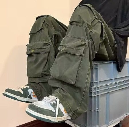Olive Green Baggy Cargo Pants - Y2K Skate Streetwear