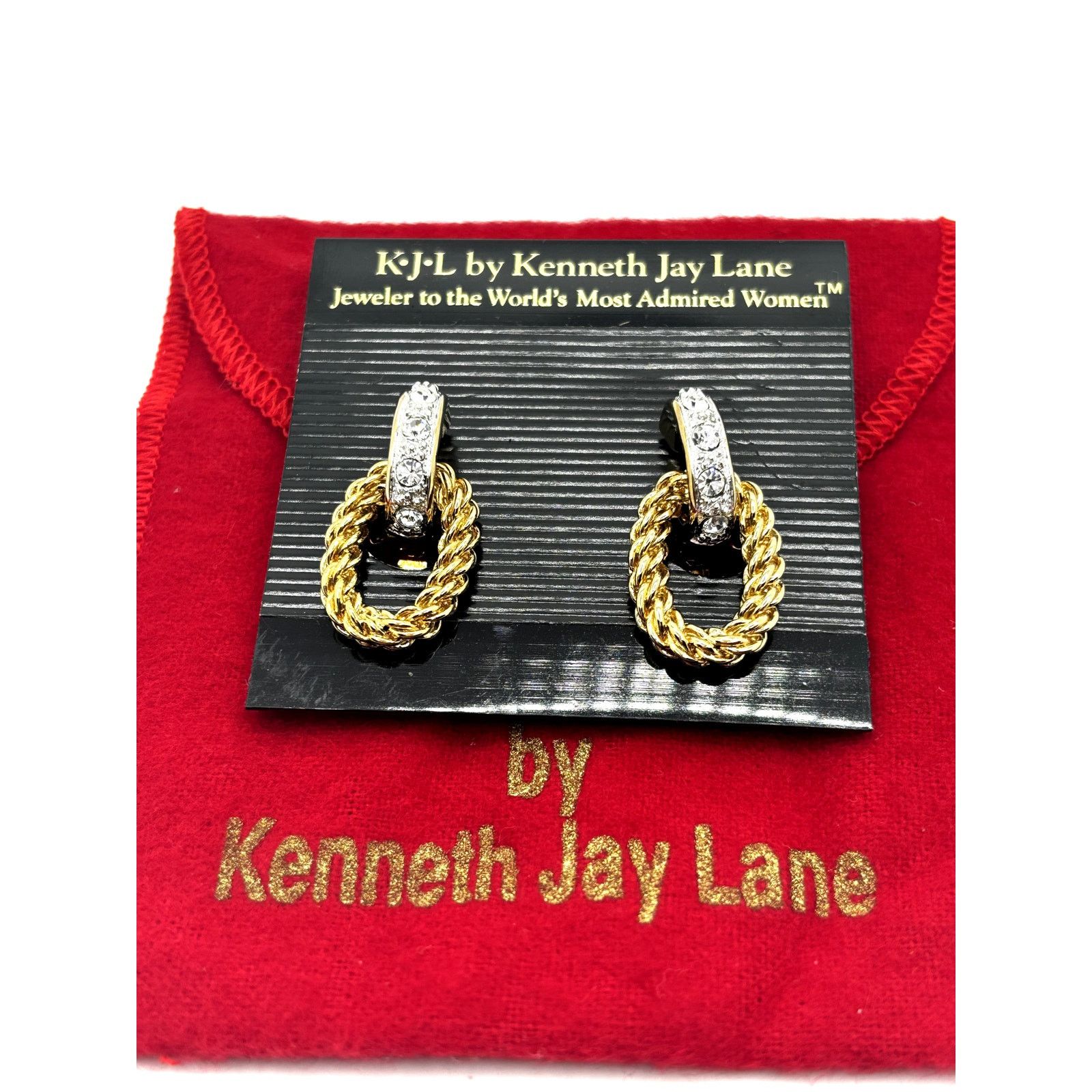 Kenneth Jay Lane KJL BY Kenneth Jay Lane Gold Lux Woven Crystal Rope Earrings Size ONE SIZE - 2 Thumbnail