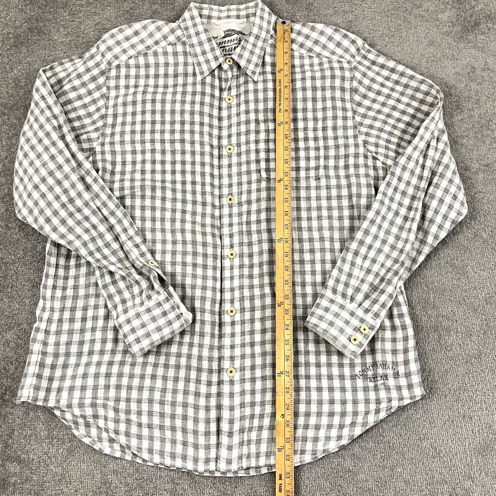 Tommy Bahama TOMMY BAHAMA Shirt Mens XL Plaid Linen Button-Up Casual Summer Multicolor Gray White 100% Linen Shirt Button-Up Tommy Bahama Mens XL Classic Outdoor Size US XL / EU 56 / 4 - 4 Thumbnail