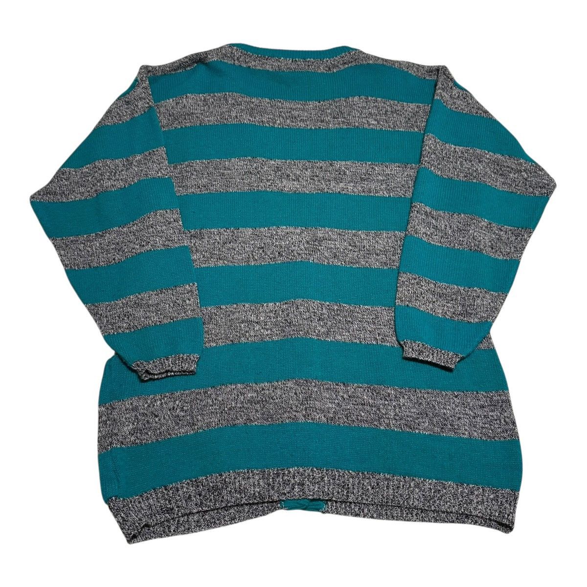Vintage Vintage Amilano Gray Teal Cardigan Sweater L Oversized Size L / US 10 / IT 46 - 3 Thumbnail