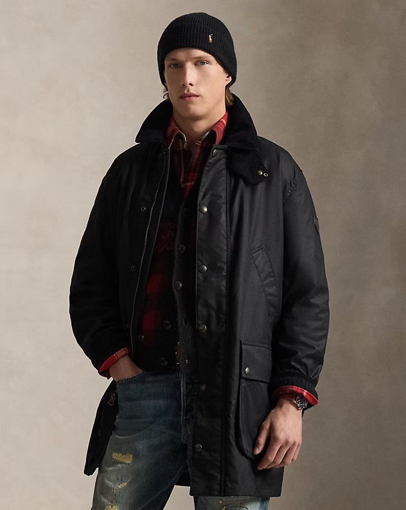 Polo Ralph Lauren The Iconic Oilcloth Car Coat Black Jacket