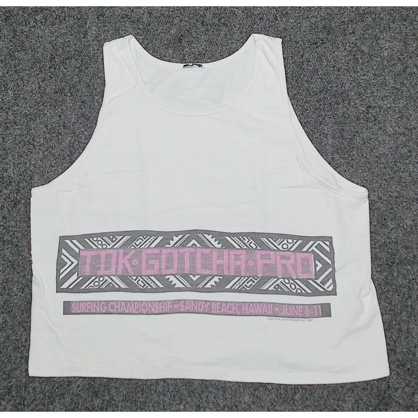 Vintage Gotcha x Vintage | 1989 TDK Pro Surfing Hawaii Boxy Crop Top Size XL / US 12-14 / IT 48-50 - 3 Thumbnail
