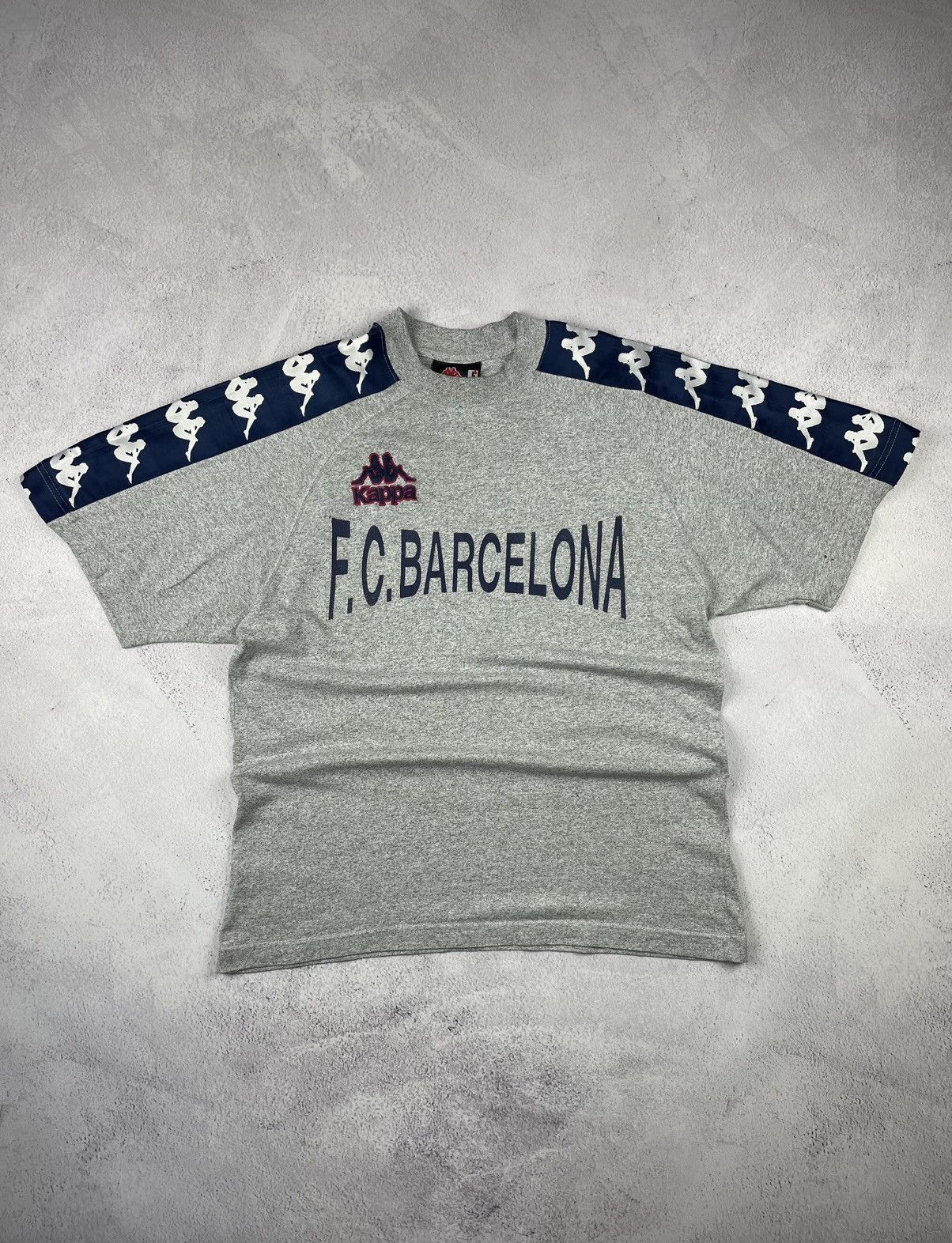 Vintage Kappa FC Barcelona Training 90 Rare Logo Tape Jersey