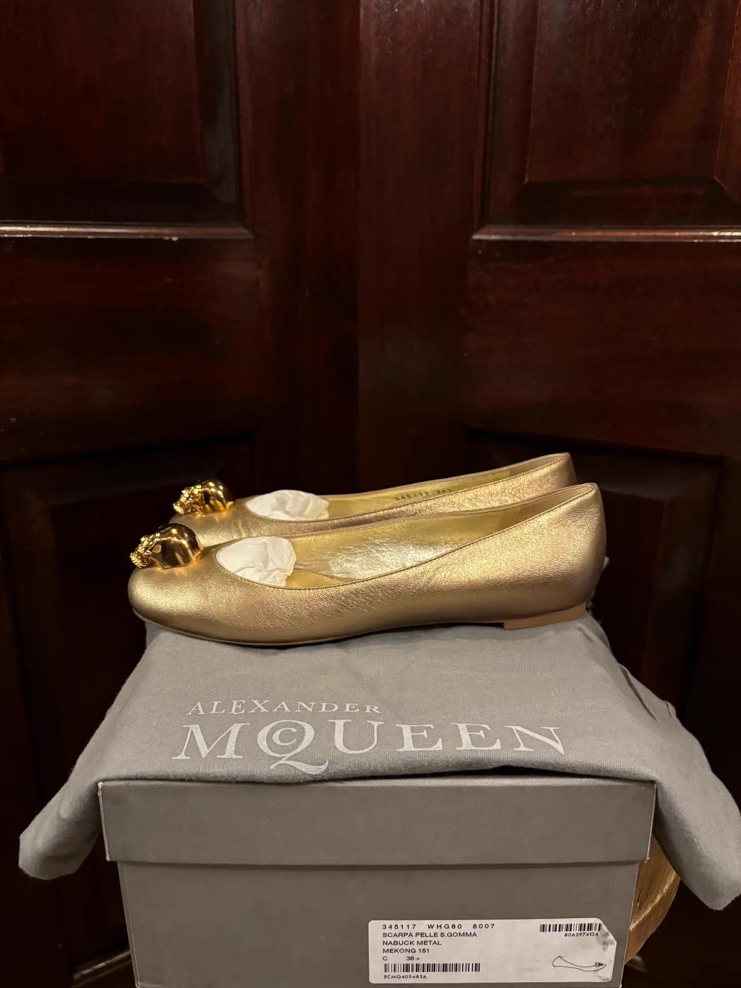 Alexander McQueen Alexander McQueen gold‑toned diamond‑encrusted skull Ｑ25 Size US 6.5 / IT 36.5 - 2 Thumbnail