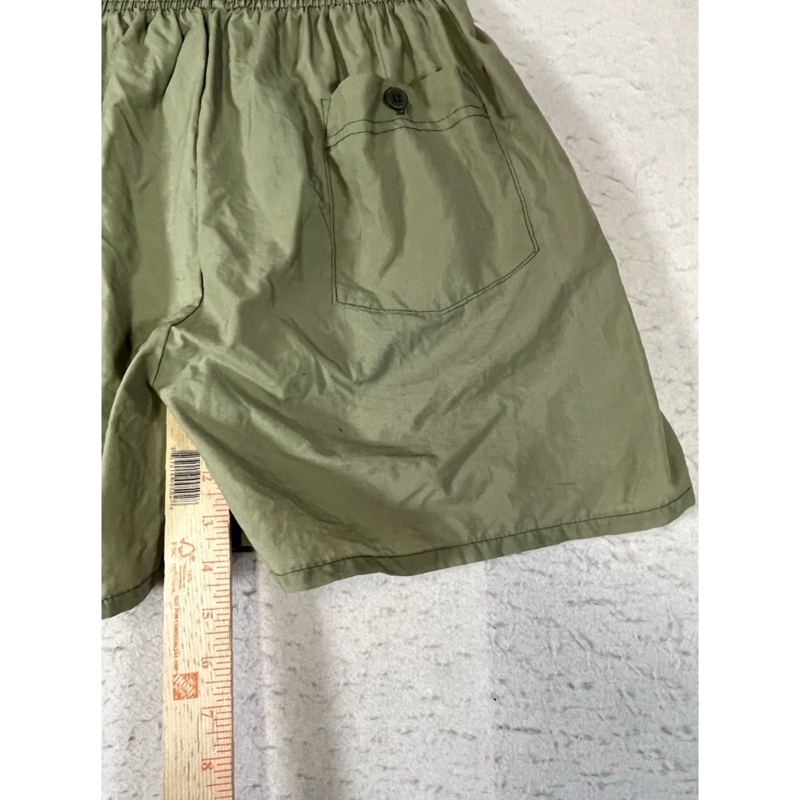 Vintage MX3 Mens Running Shorts Nylon Elastic Waist Drawstring Solid Green M Size US 31 - 5 Thumbnail