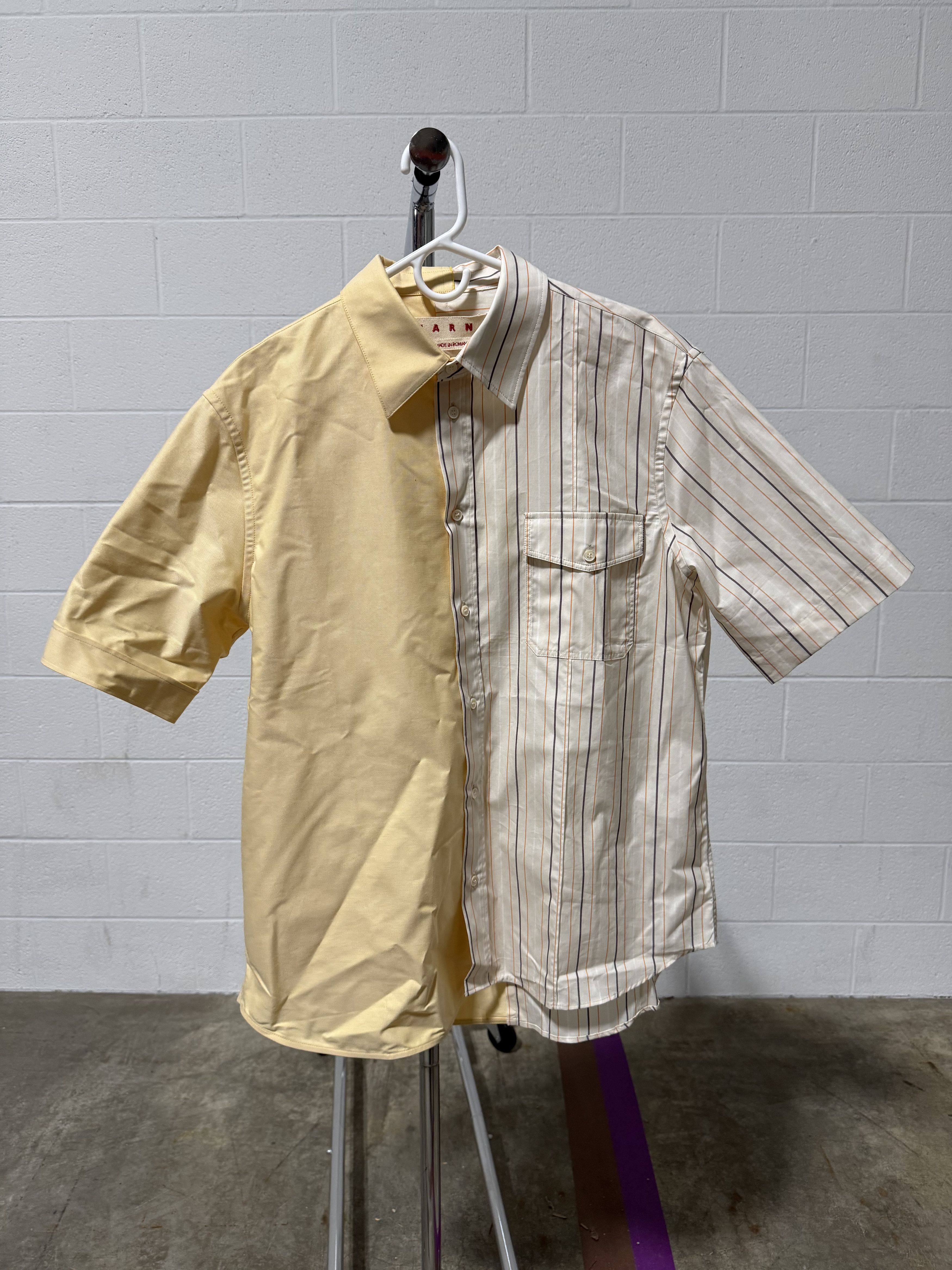 Marni Marni Half Poplin Striped Shirt 'Ivory' Size US L / EU 52-54 / 3 - 1 Thumbnail