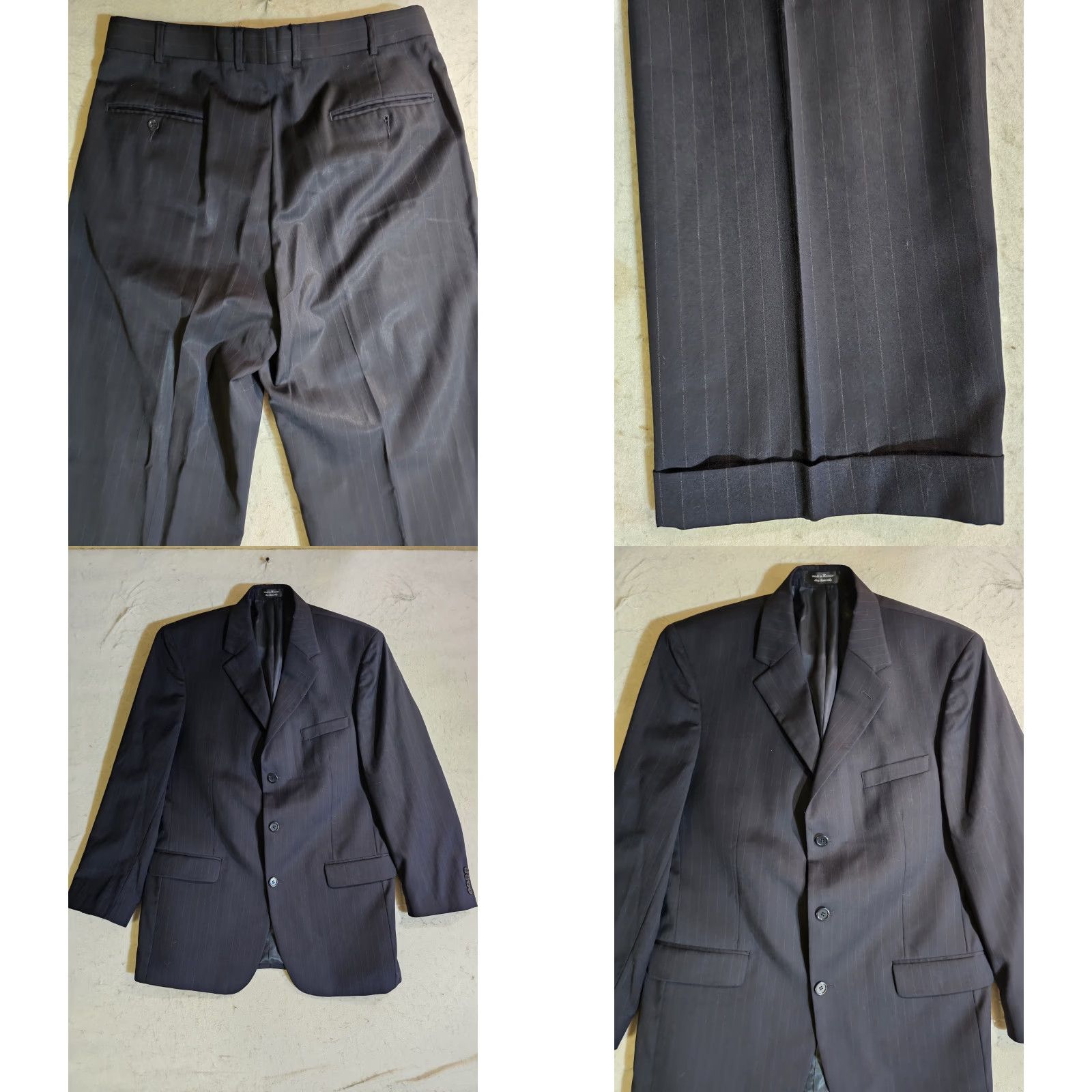 Vintage VINTAGE? No—Andrew Fezza Classic Pin Striped 2 Pc Suit 100% Wool Super 100s Size 42L Blue 2 Piece Suit Mens Regular 36Wx30L Size 42R - 8 Thumbnail