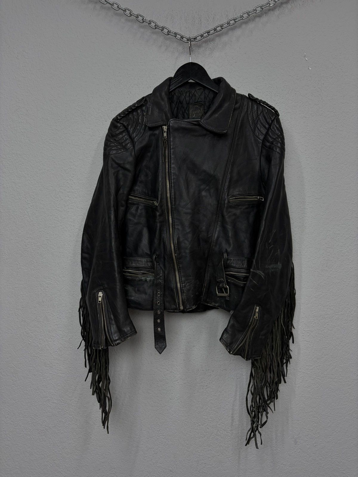 Hedi Slimane VTG Distressed Black Leather Biker Jacket Rick Owens Vibe Size US S / EU 44-46 / 1 - 5 Thumbnail
