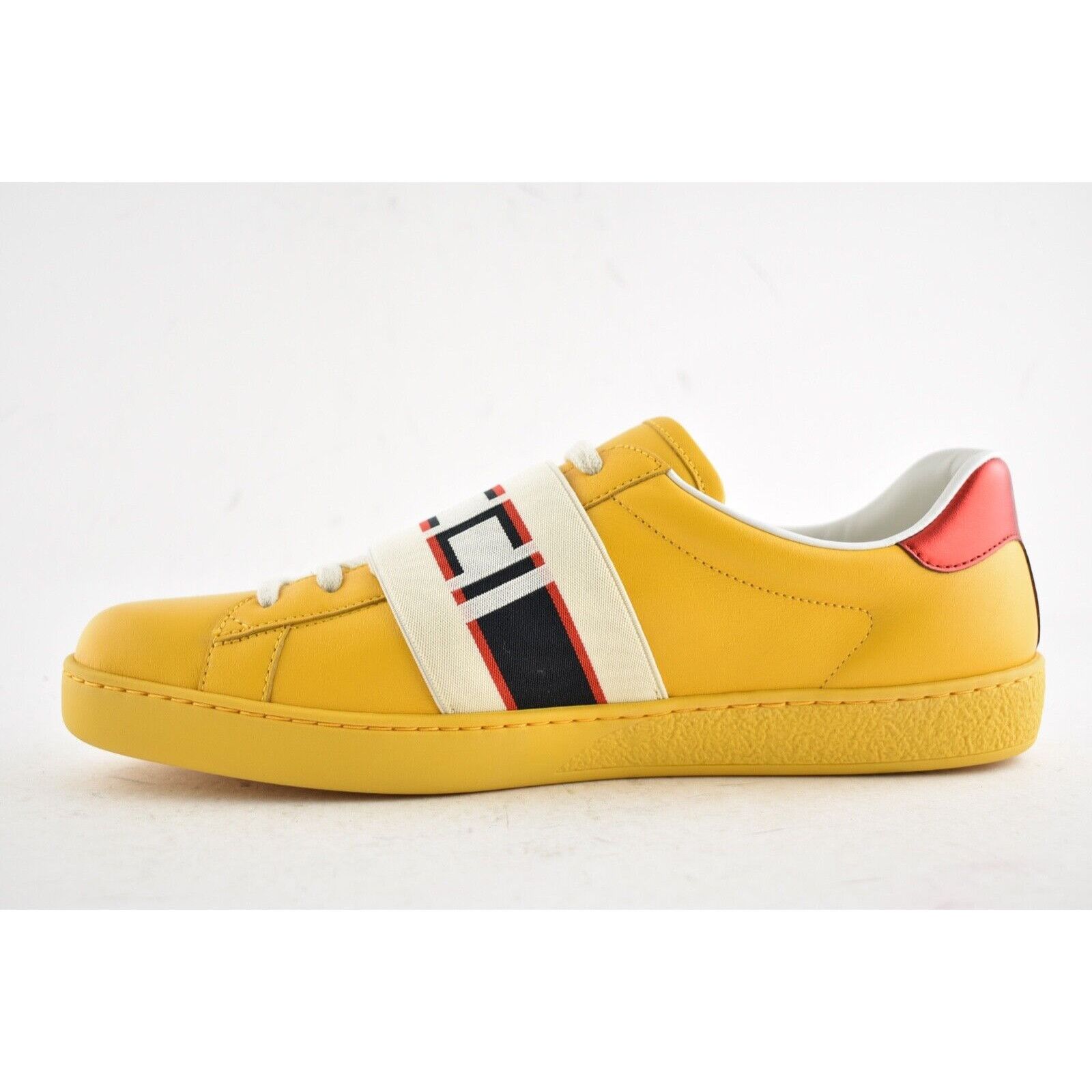 Gucci Gucci Mens Yellow New Ace Elastic Band Leather Flat Low Top Size US 7 / EU 40 - 9 Thumbnail