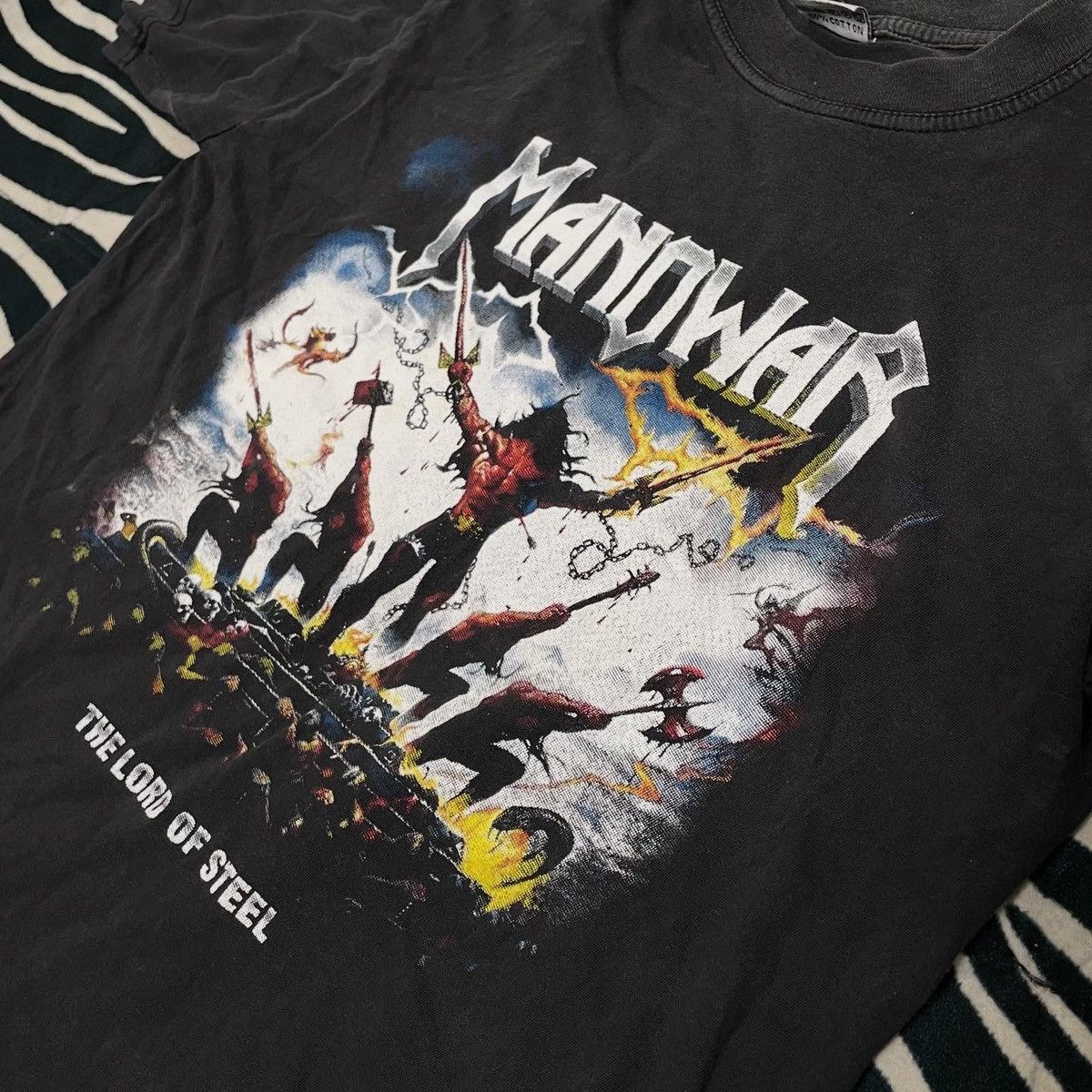 Band Tees Vintage Y2K Manowar T Shirt Tee like Iron Maiden Metallica Size US M / EU 48-50 / 2 - 4 Thumbnail