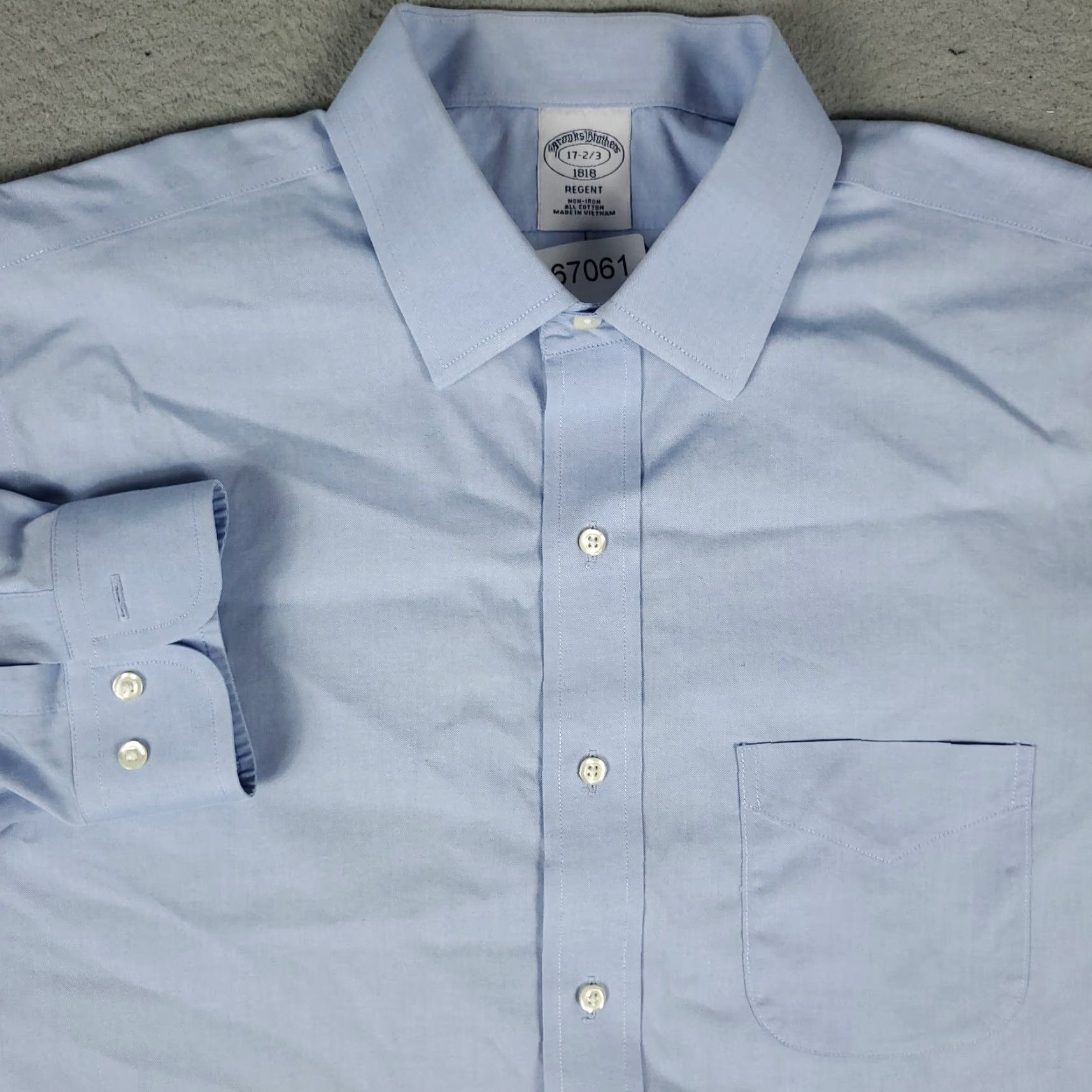 Brooks Brothers Brooks Brothers Shirt Mens 17 Blue Regent Dress Button Up Long Sleeve Regular 100% Cotton Blue Classic Modern Preppy Wedding Men Mens Size 46R - 2 Thumbnail